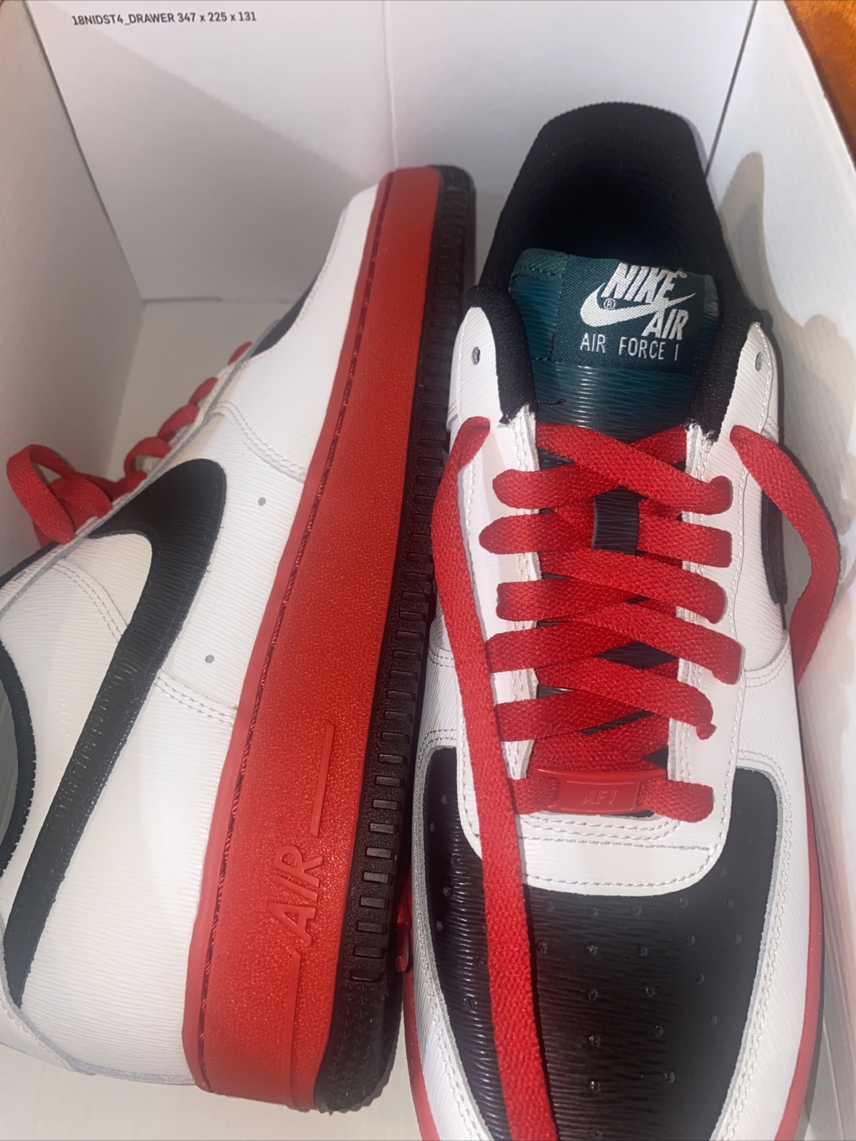 Nike Air Force 1 Low ESS ID NBY White/red/Black Size Us 9.5 CT7875 994 No Lid