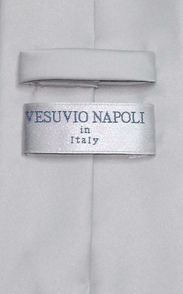 Vesuvio Napoli Solid SILVER GREY Color NeckTie Handkerchief Mens Neck Tie Set