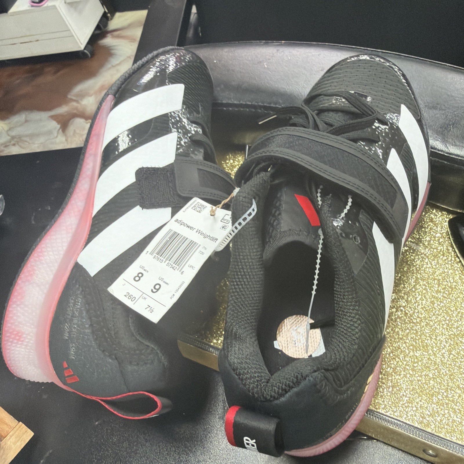 Adidas Adipower 3 Weightlifting Shoes Men 8 Women 9 Black White Pure Ruby IH8232