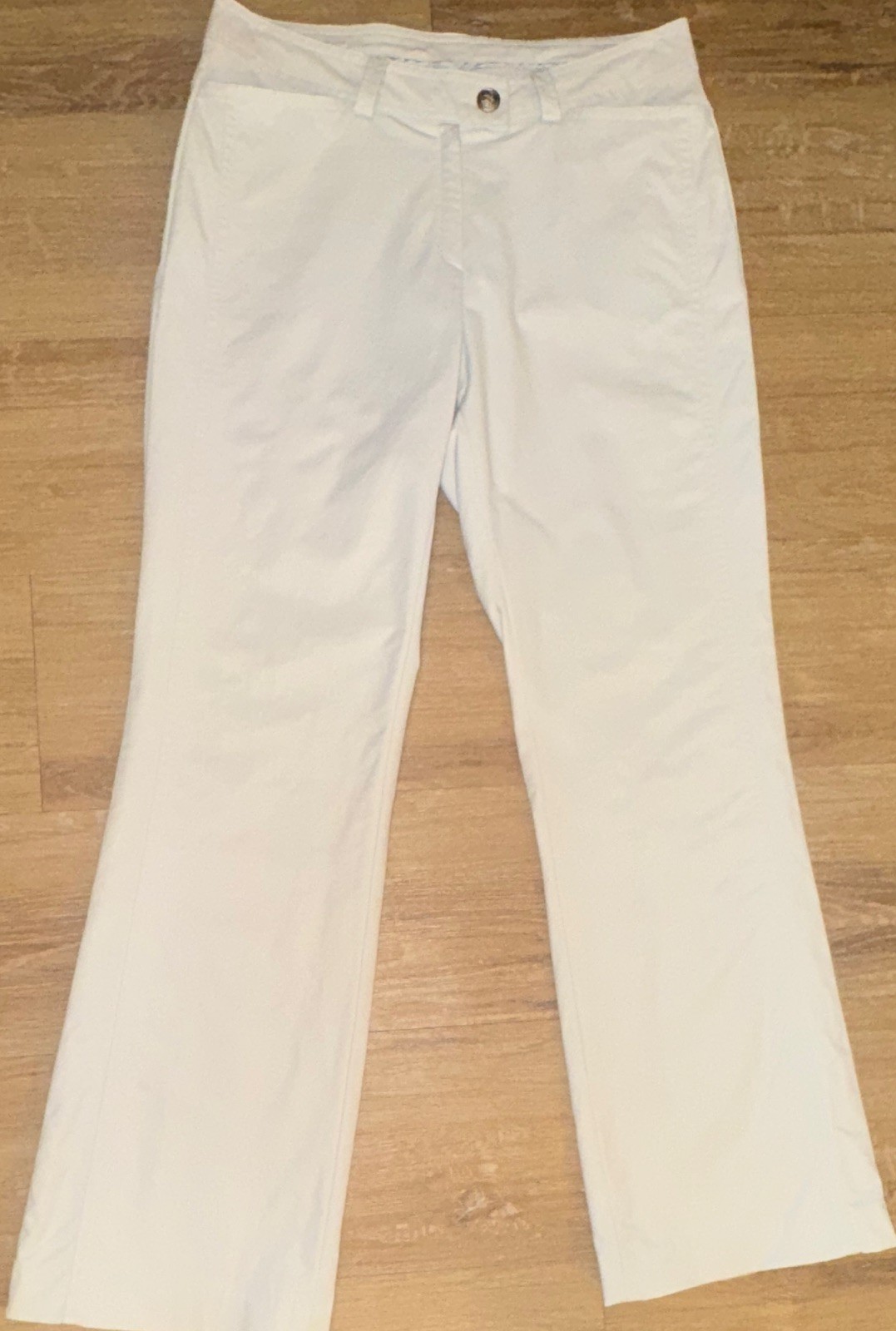 Vogue Italy Women’s Beige Solid Flat Front Pants Button Closure Pockets Size 4