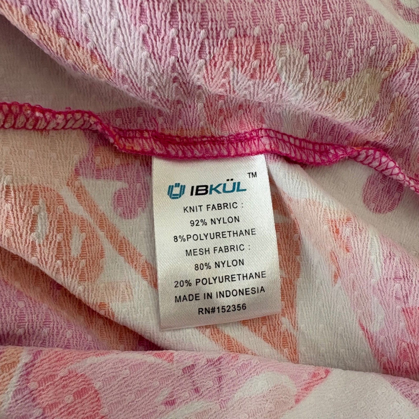 IBKUL Womens Medium Pink Orange Tropical Floral Mesh Vent Long Sleeve Golf Top