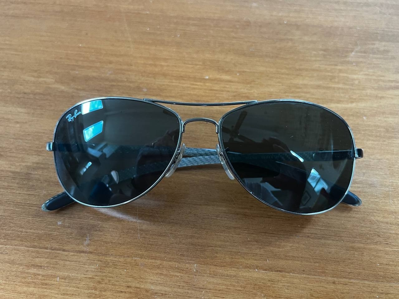 Ray-Ban RB8301 004 Carbon Fiber Tech Aviator Sunglasses Gunmetal Italy w/ Case