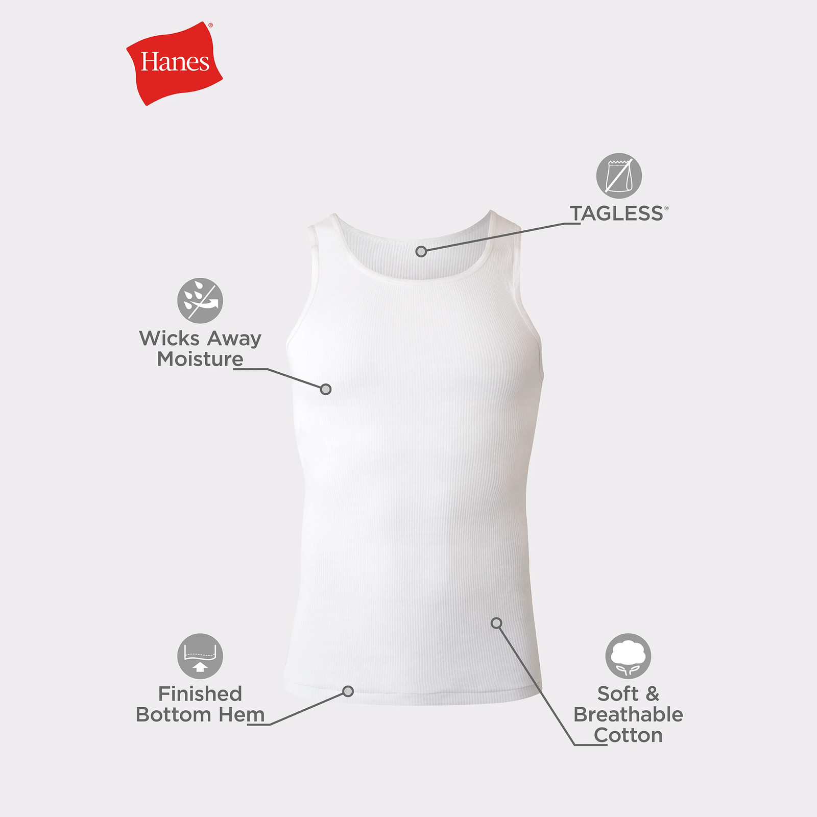 Hanes 6-Pack Tank Men’s Soft Breathable Under wear shirt Assorted Colors S-2XL