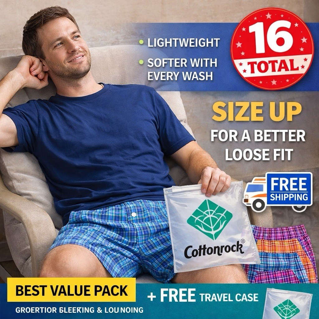 Men Cotton Blend Boxer Shorts New Value 16 Pack/ Soft Breathable Comfy Loose Fit
