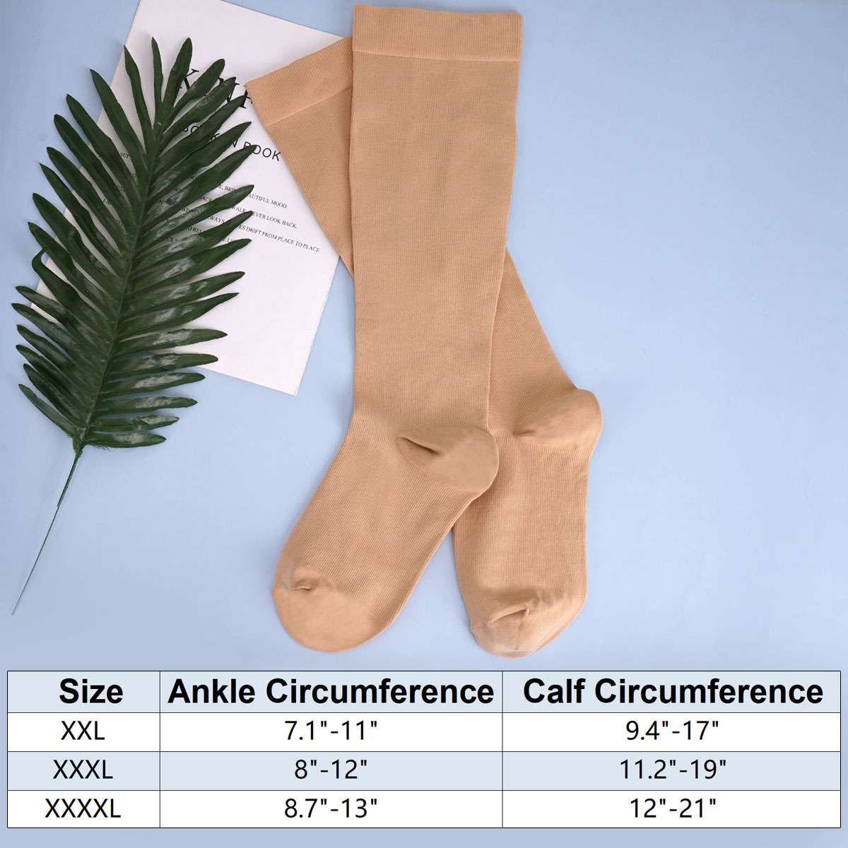 S M L XL 2XL 3XL 4XL Wide Calf Plus Size Compression Socks Women Men 20-30mmHg