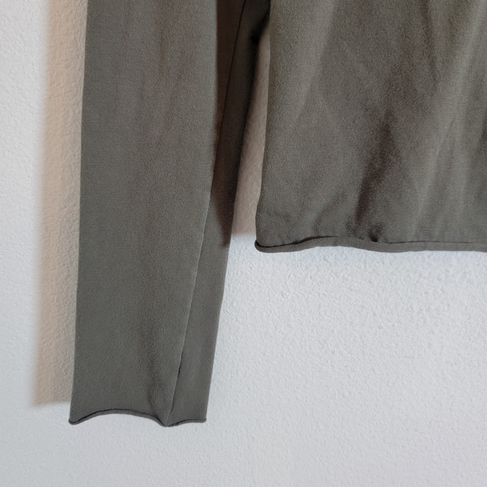 Brandy Melville Olive Green Long Sleeve Cotton Boat Neck Top OS (XS?) Casual