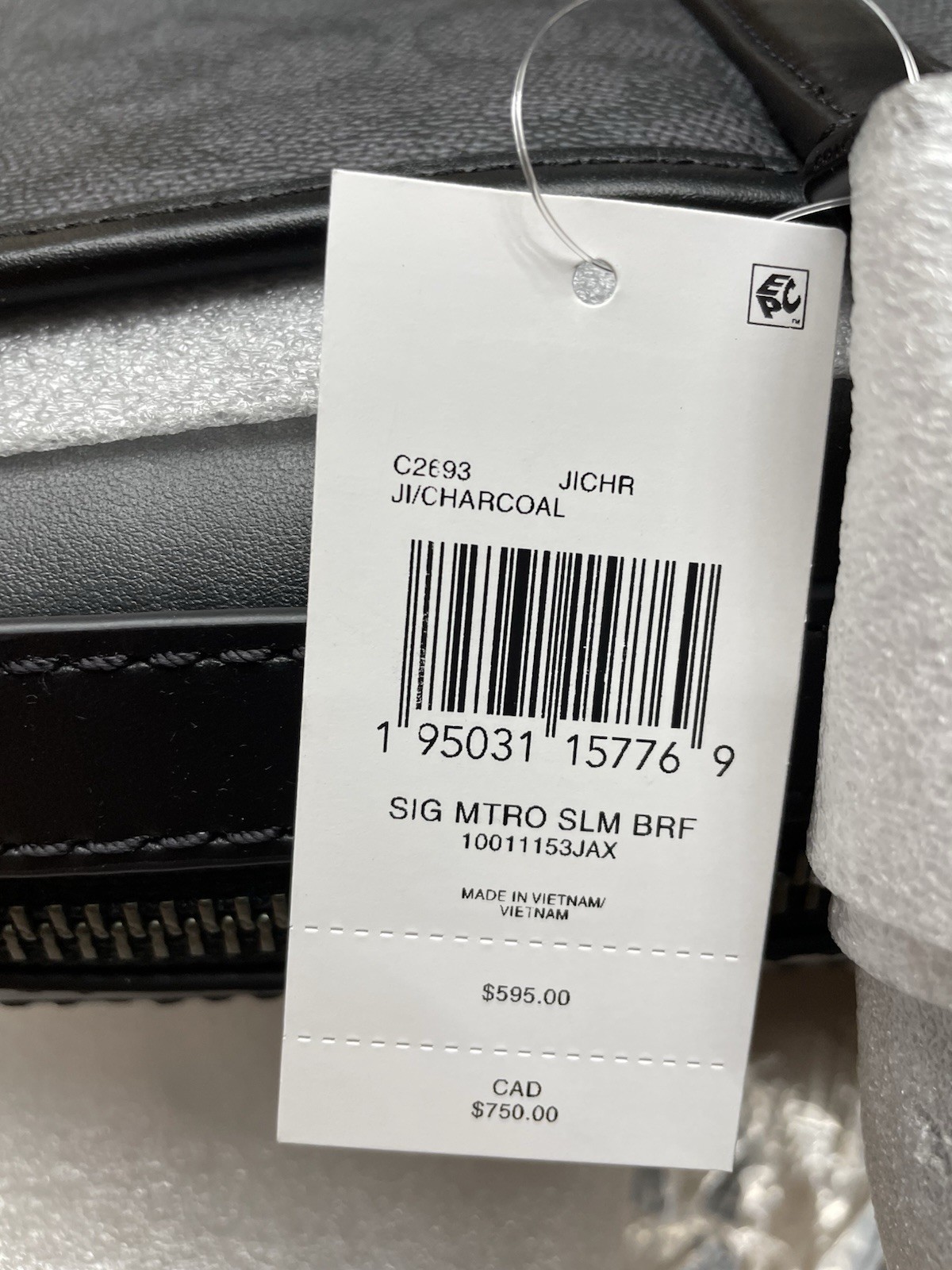 Coach Men’s Metropolitan Slim Briefcase Signature Canvas Refined Leather Trim