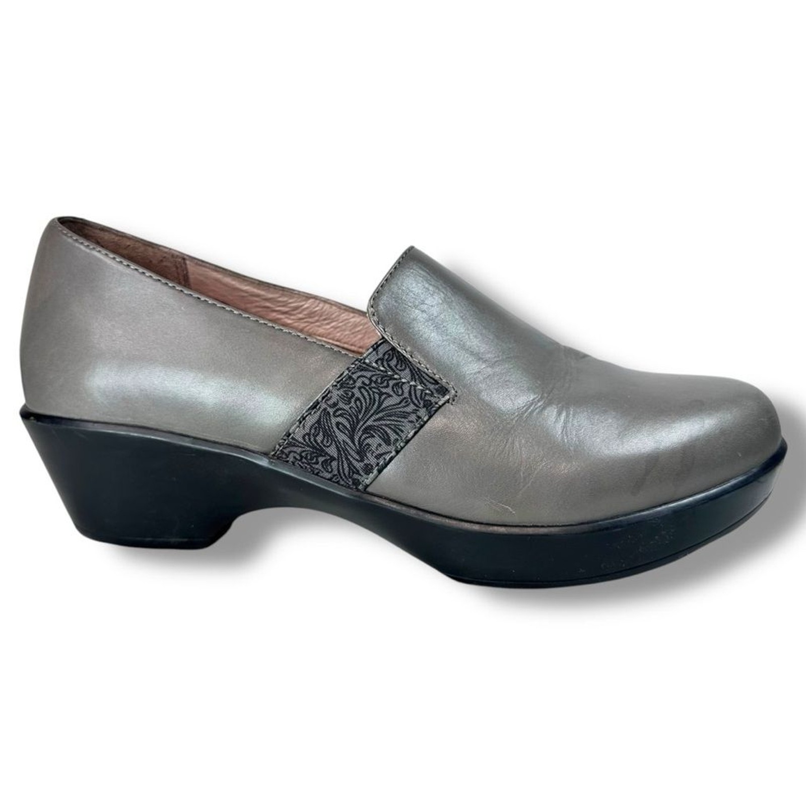 Dansko Jessica Gray Leather Slip On Comfort Clogs Size 40