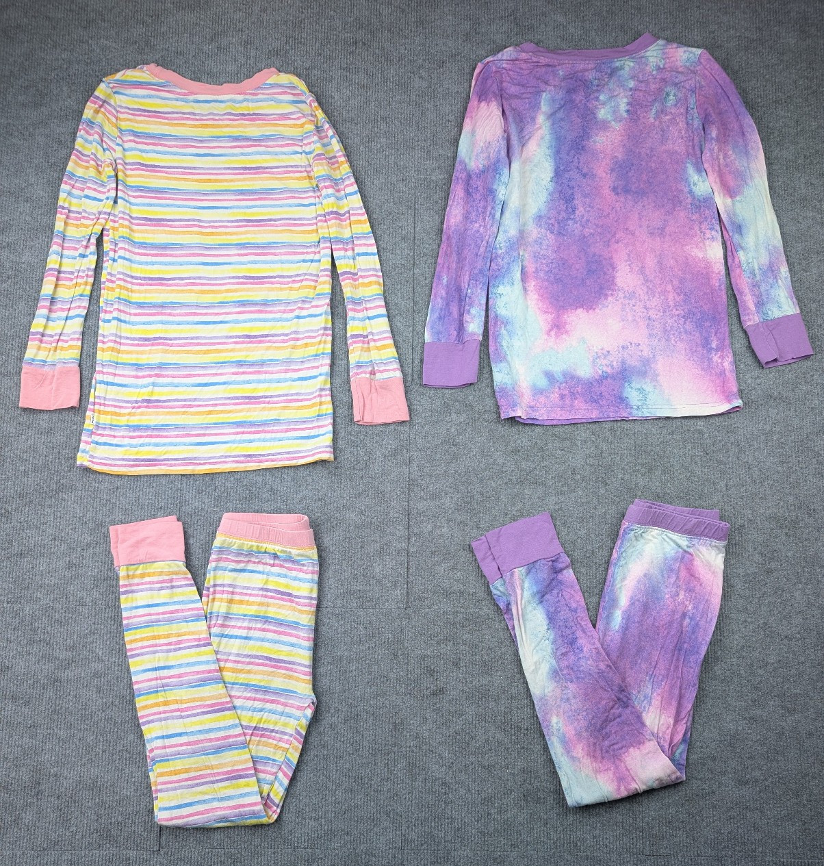 Little Sleepies Pajama Set Girls 9 10 Bamboo Tie Dye Striped Lightweight Stretch