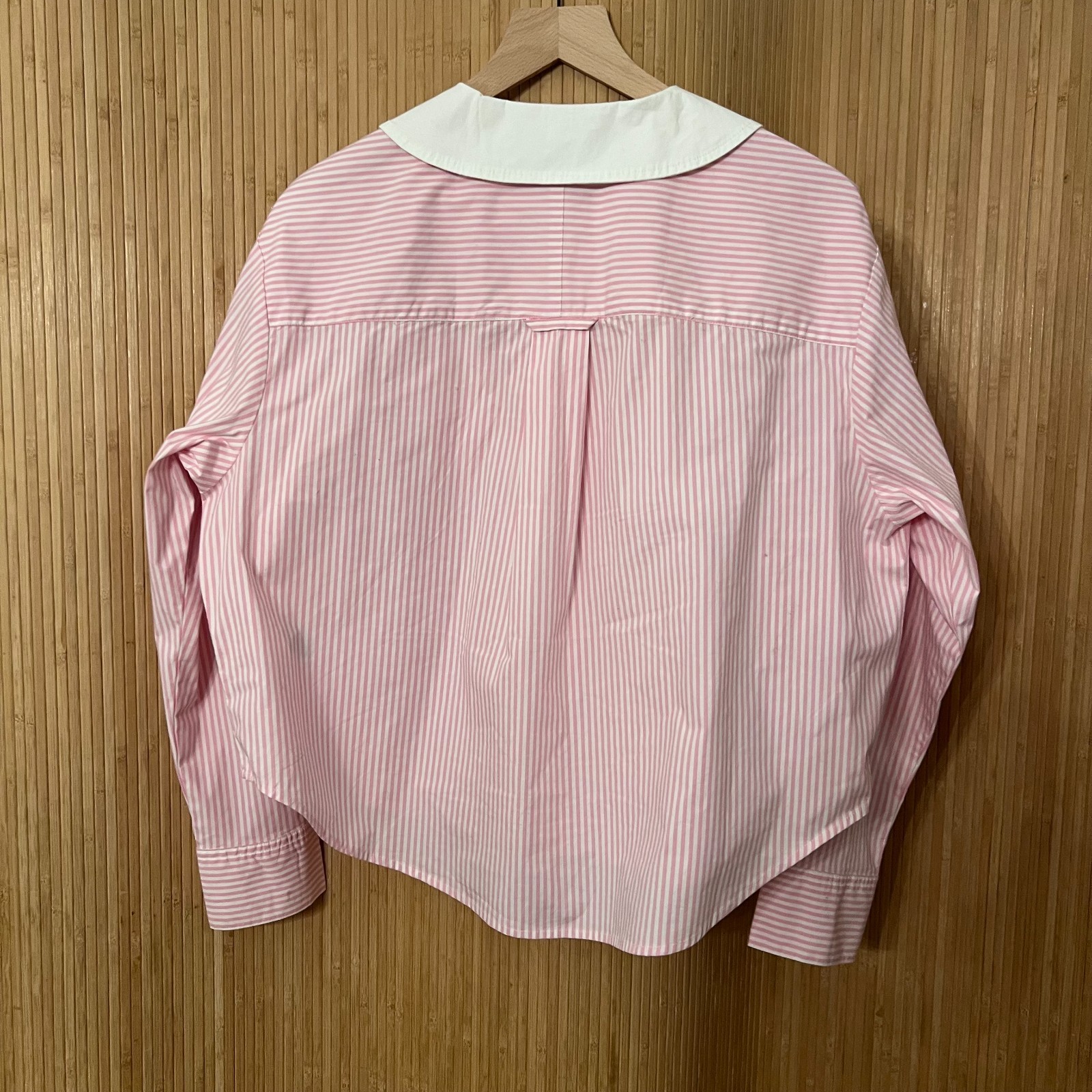 NWT Gap x Sandy Liang Poplin Oversized Shirt Sz SMALL Pink Stripe Cotton