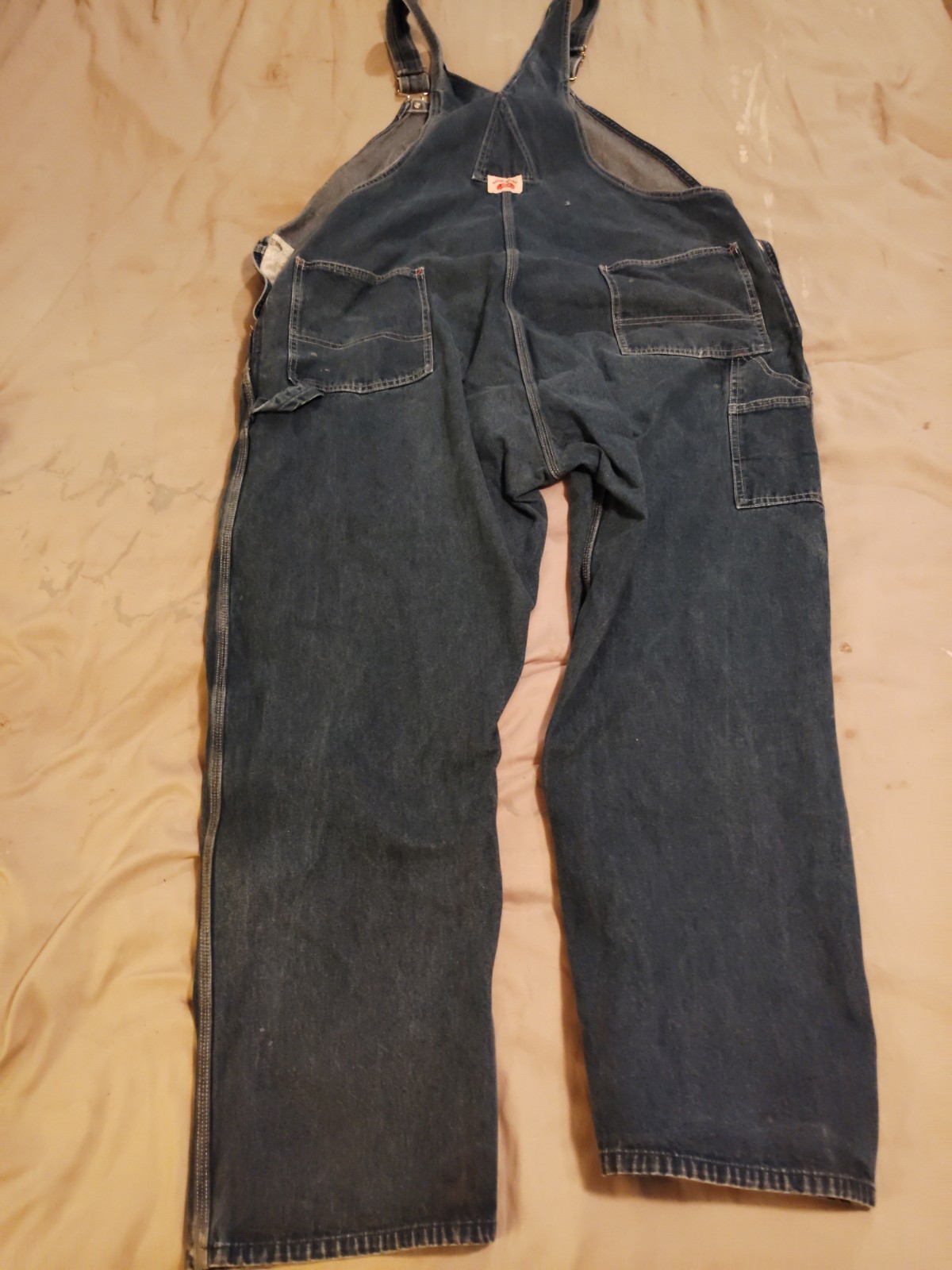 Round House Bib Overalls Men’s 48×32 Blue Denim Carpenter Loop #7