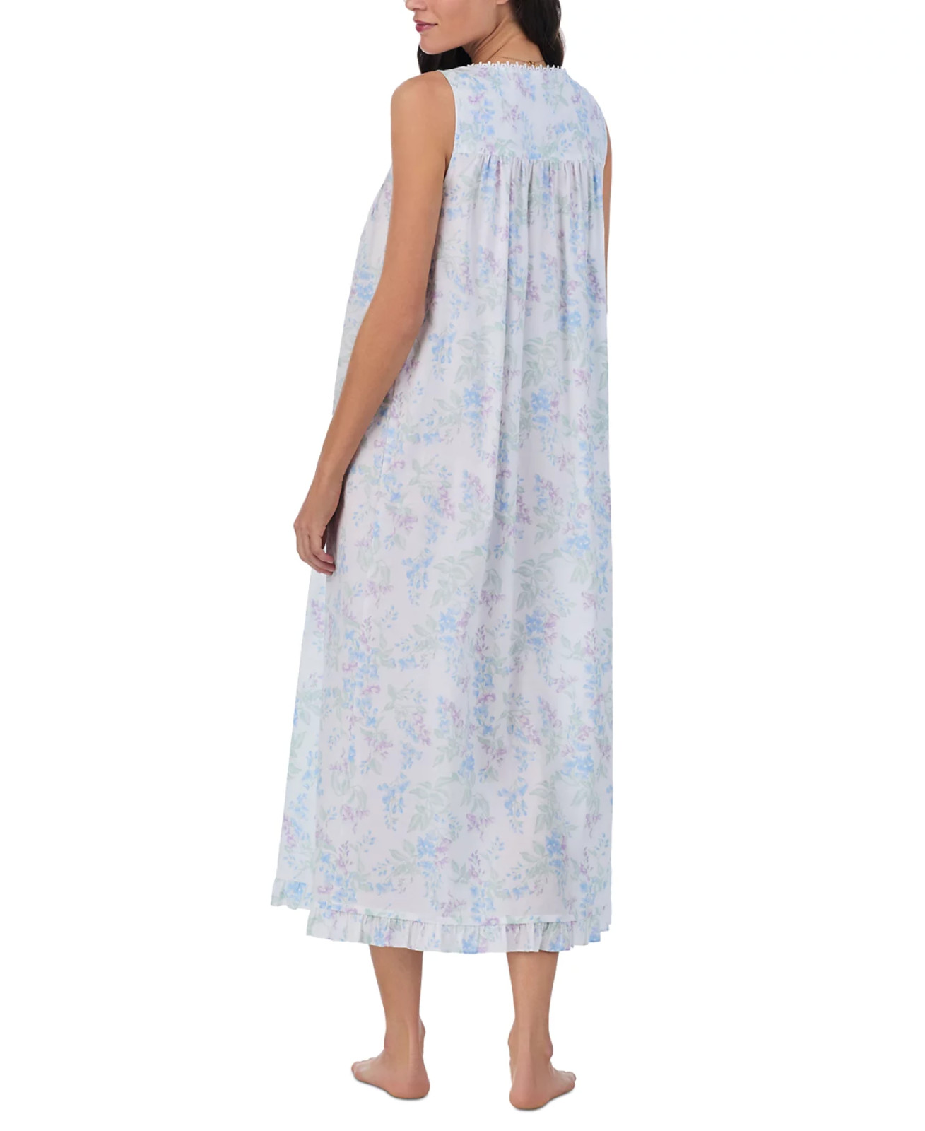 Nwt $72 Eileen West WATERCOLOR Sleeveless COTTON LAWN Long Ballet Nightgown L