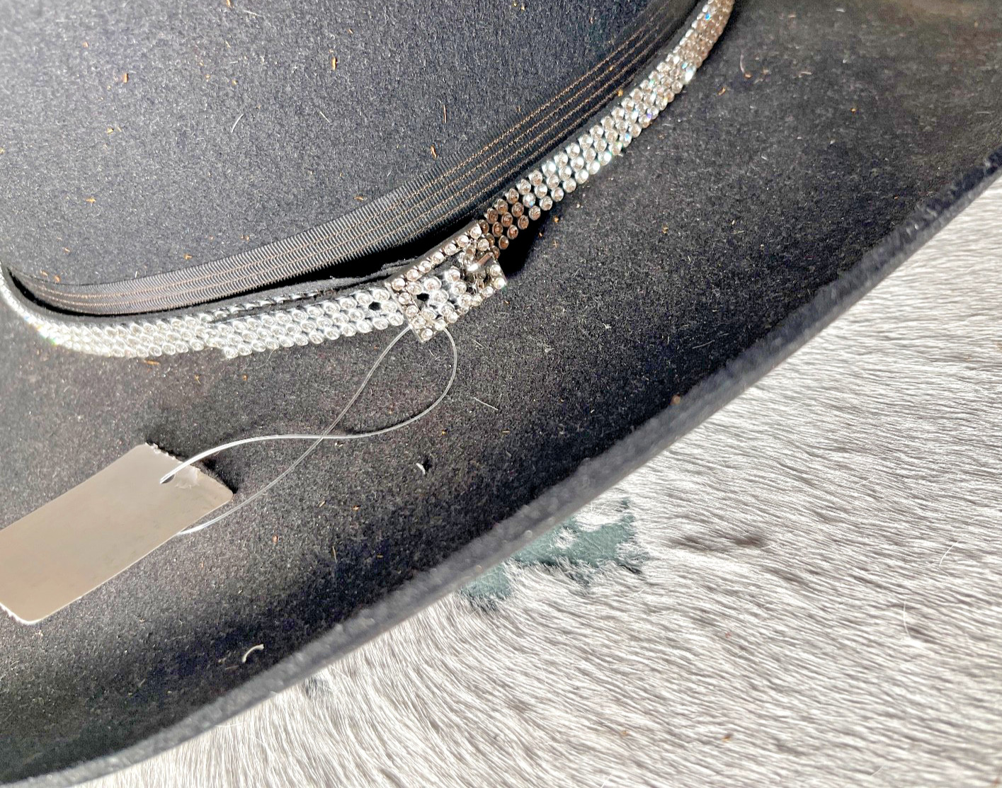 Western Womens Hatband 27.5 x 3/8 in Crystal Buckle 3 Row Cowboy Rodeo Horse