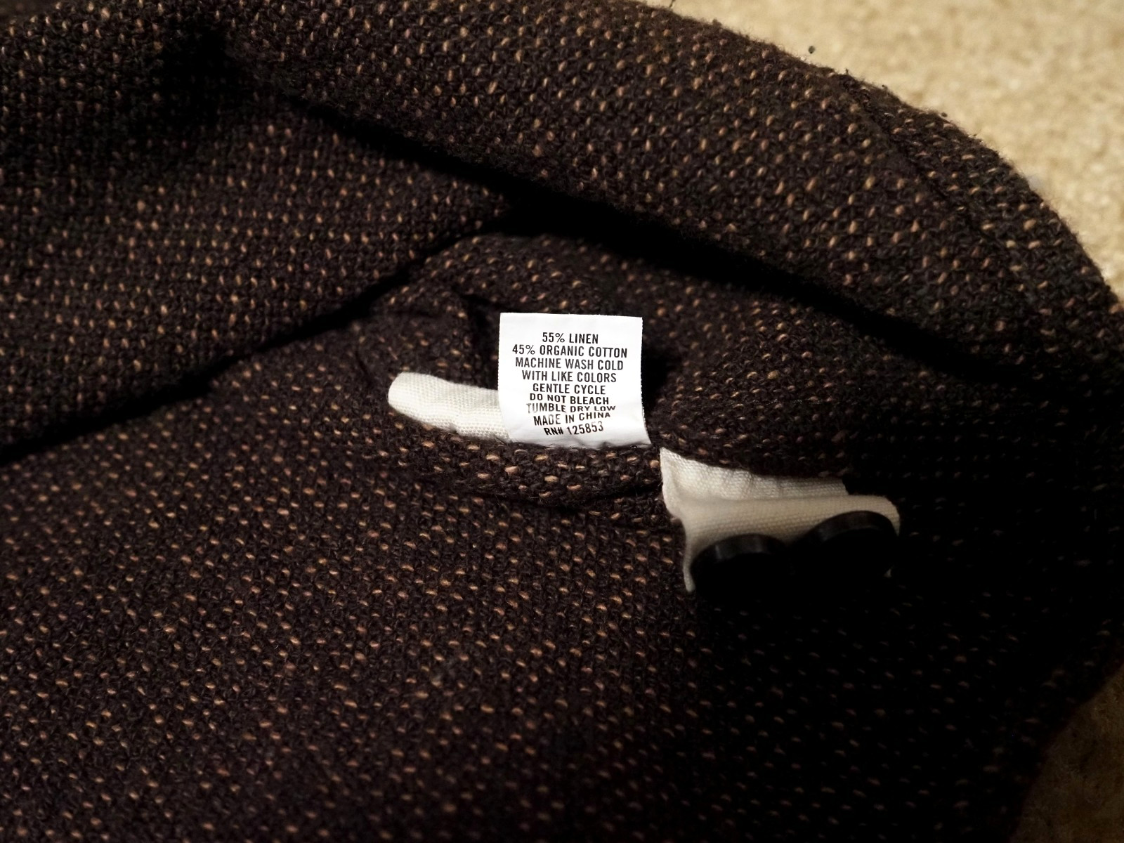 Taylor Stitch Ledge Shirt Black Coffee Linen Tweed Mens Size 38 Small