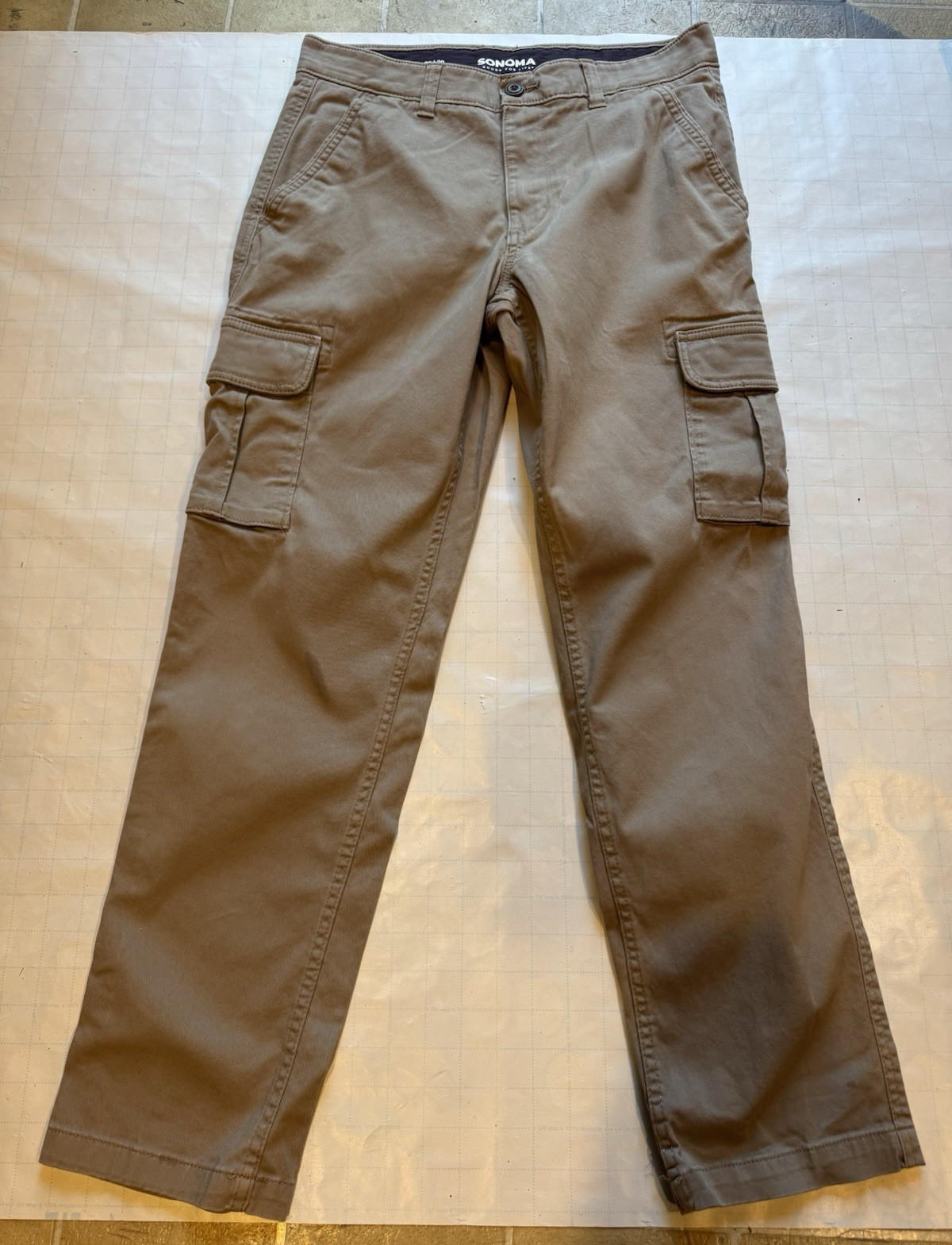 Sonoma Goods For Life Flexwear Men’s Khaki Stretch Cargo Pants Straight 30
