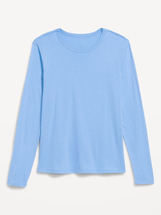 NWT Old Navy EveryWear Crewneck Long-Sleeve T-Shirt Tee Shirt Blue Women M