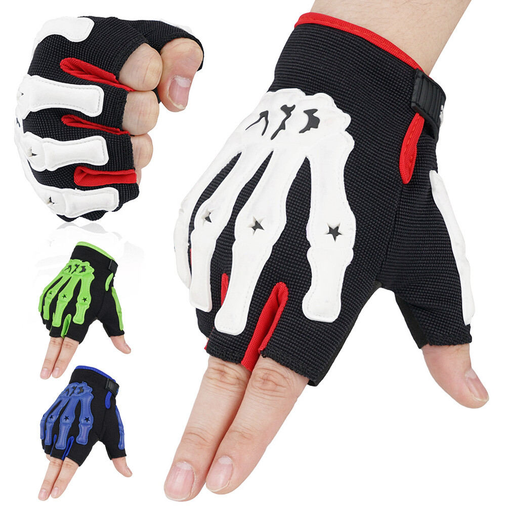 Skeleton Cycling Gloves Gel Padded Half Finger Road Mountain MTB Bicycle Gloves