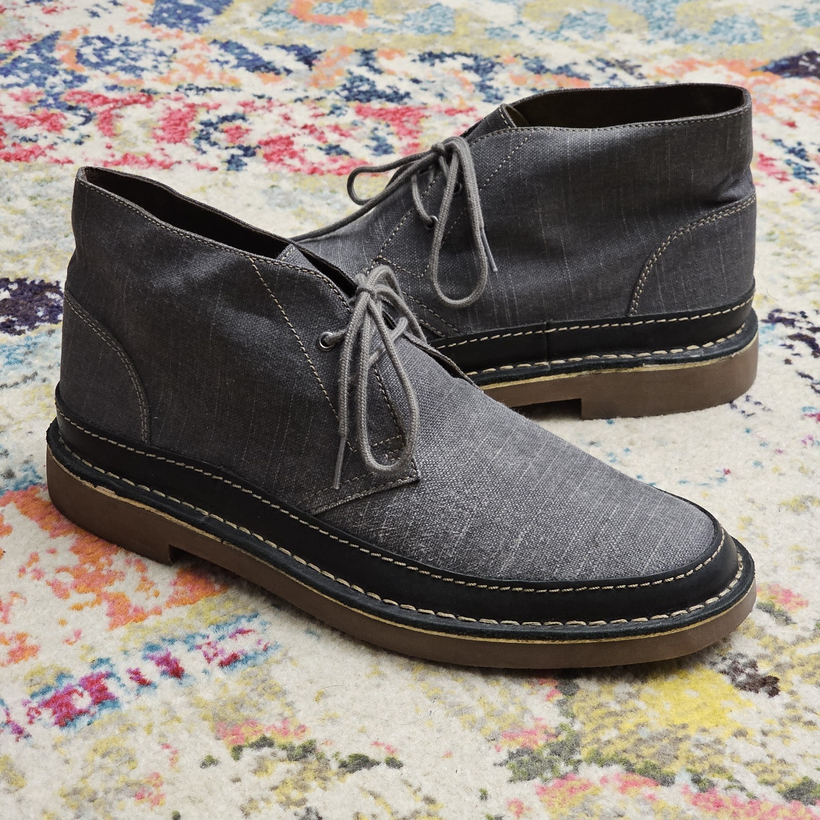 CLARKS Men’s Size 11.5 BUSHACRE RAND Chukka Ankle Boots Gray Lace Up Shoes