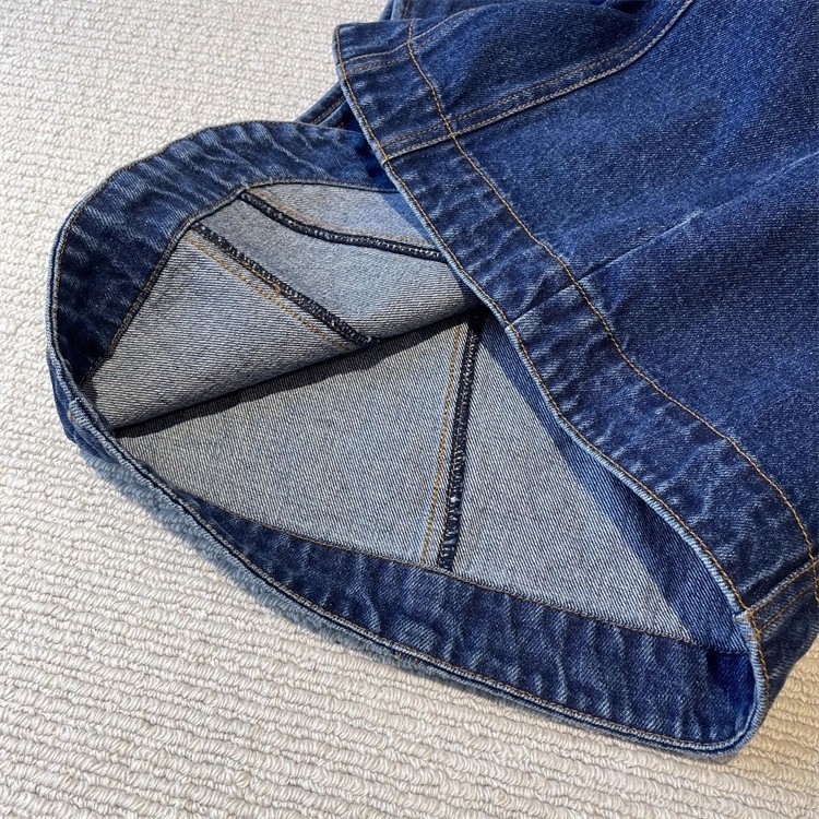 Sandro Color-blocking collared denim vest Sleeveless tank top Coat