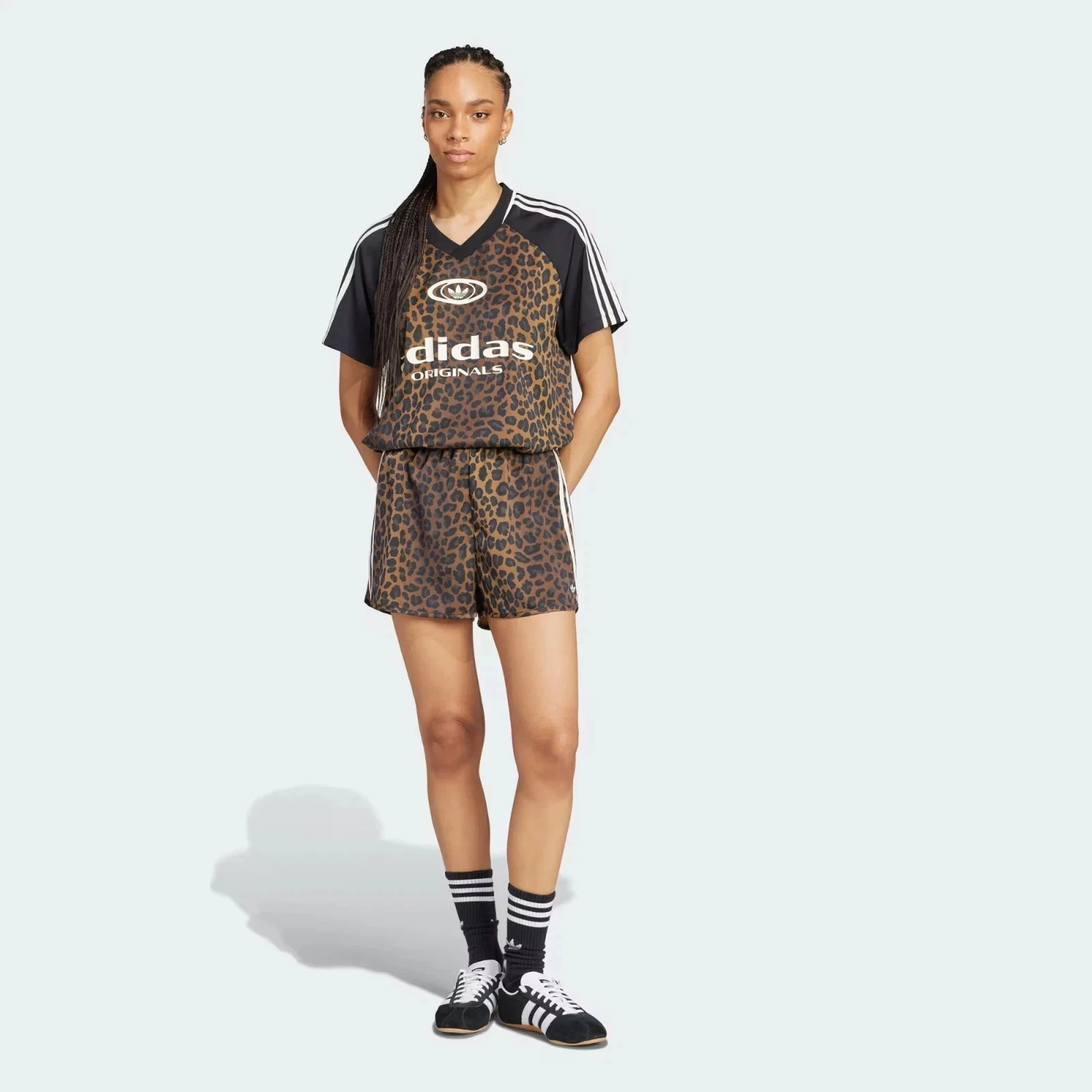 adidas Women’s Oiginals Leopard Satin Shorts-KA2673-NEW
