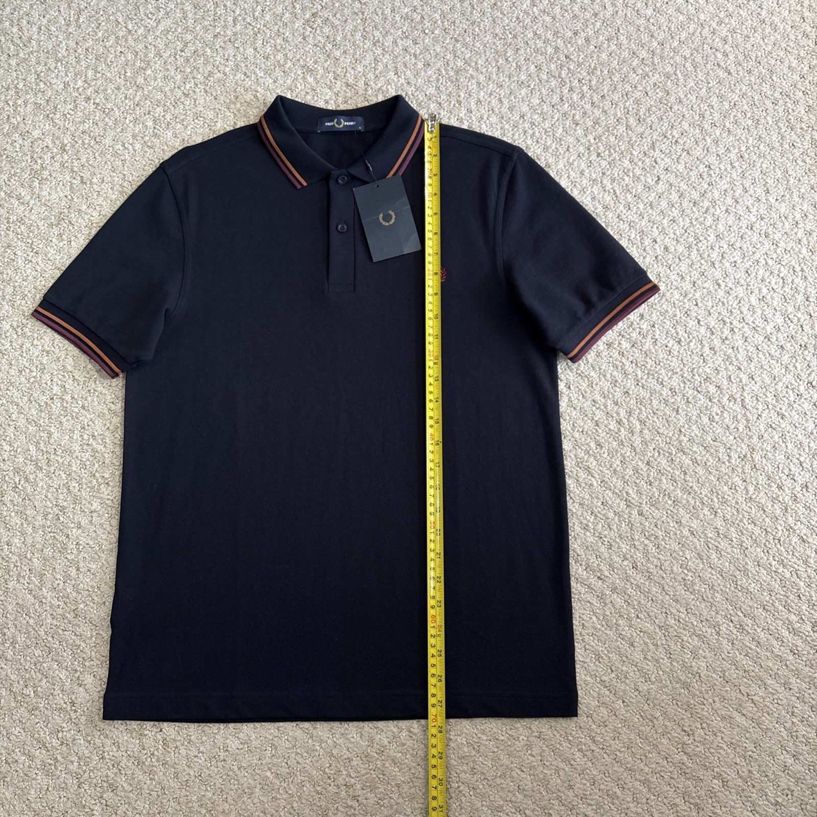 Fred Perry M3600 Mens Medium Twin Tipped Polo Shirt Navy Blue Mod Ska BNWT