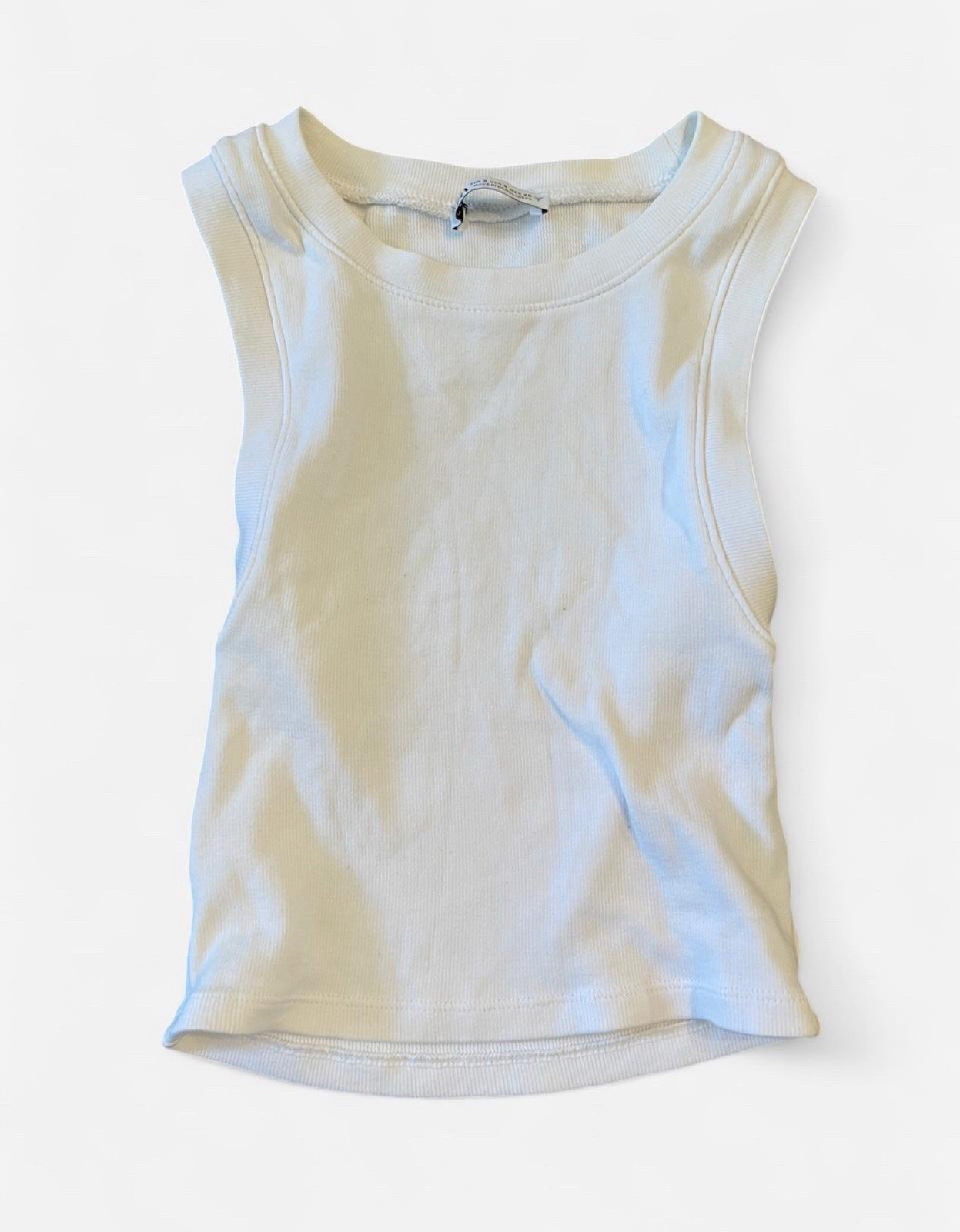 Zara White Ribbed Basic Staple Tank Top Women’s Size S
