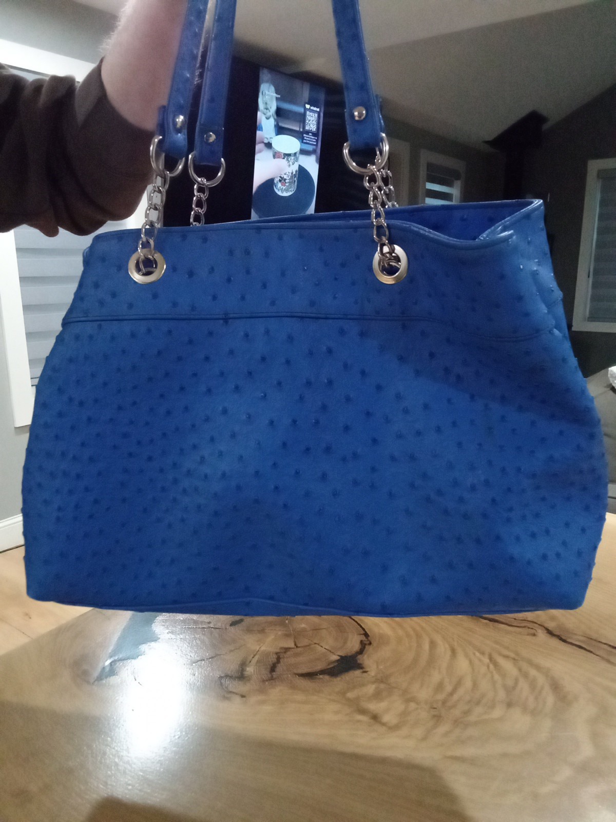 Handbag Blue Silver Chain Tone Kelly&Katie Bag Simulated Leather Accessary