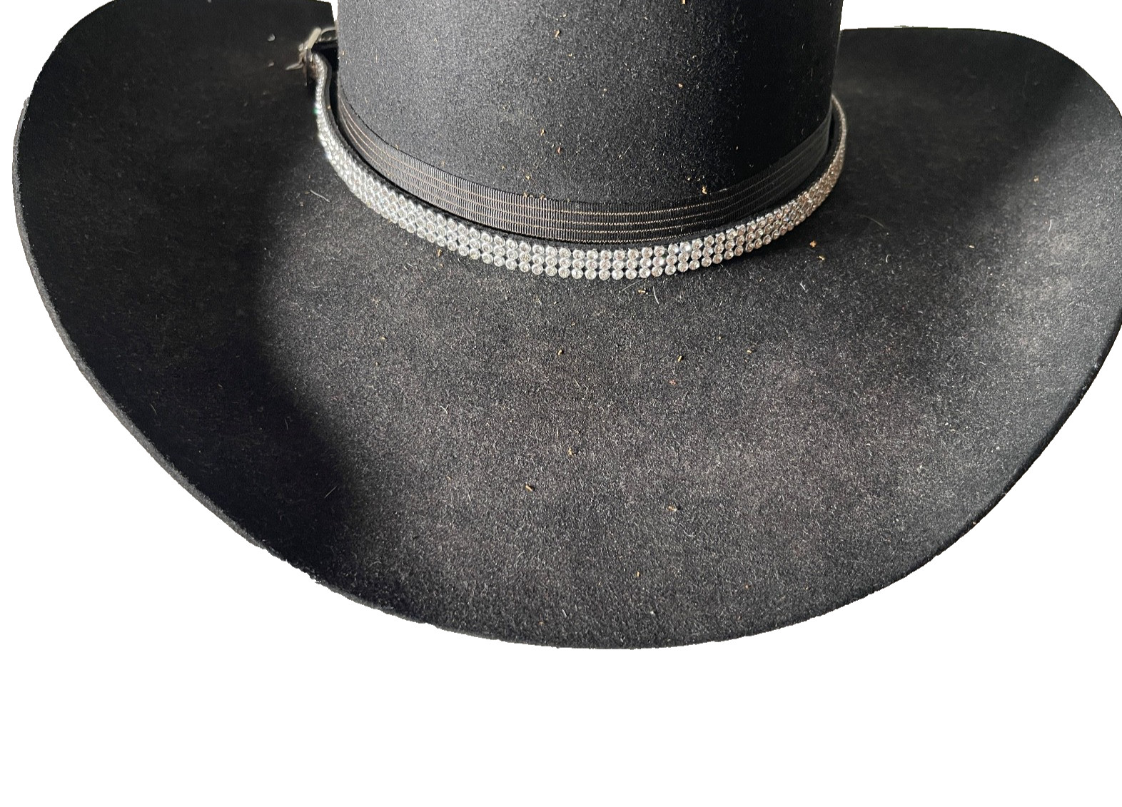 Western Womens Hatband 27.5 x 3/8 in Crystal Buckle 3 Row Cowboy Rodeo Horse
