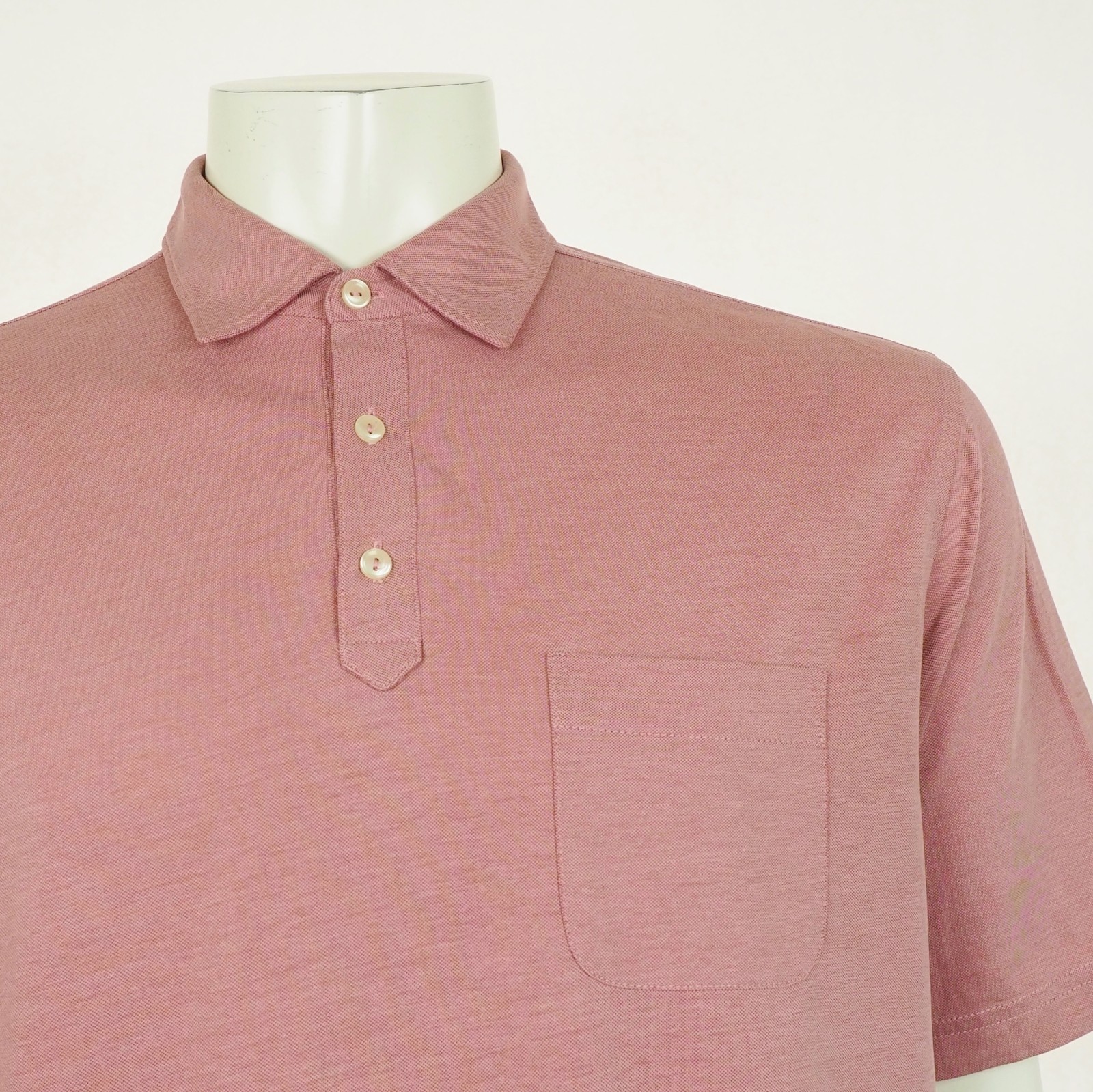 Peter Millar Golf Polo Shirt Mens Large Heather Red Pocket Cotton Blend Stretch
