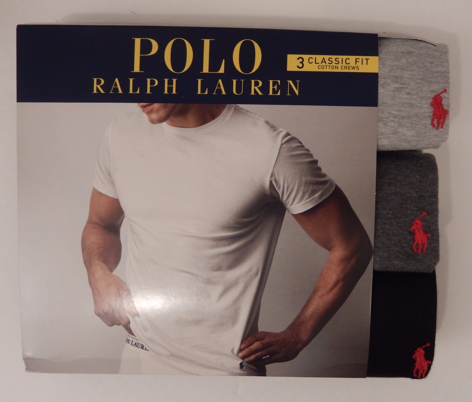 3 POLO RALPH LAUREN S M L XL 2XL COTTON BLACK WHITE GRAY BLUE CREW NECK T SHIRTS