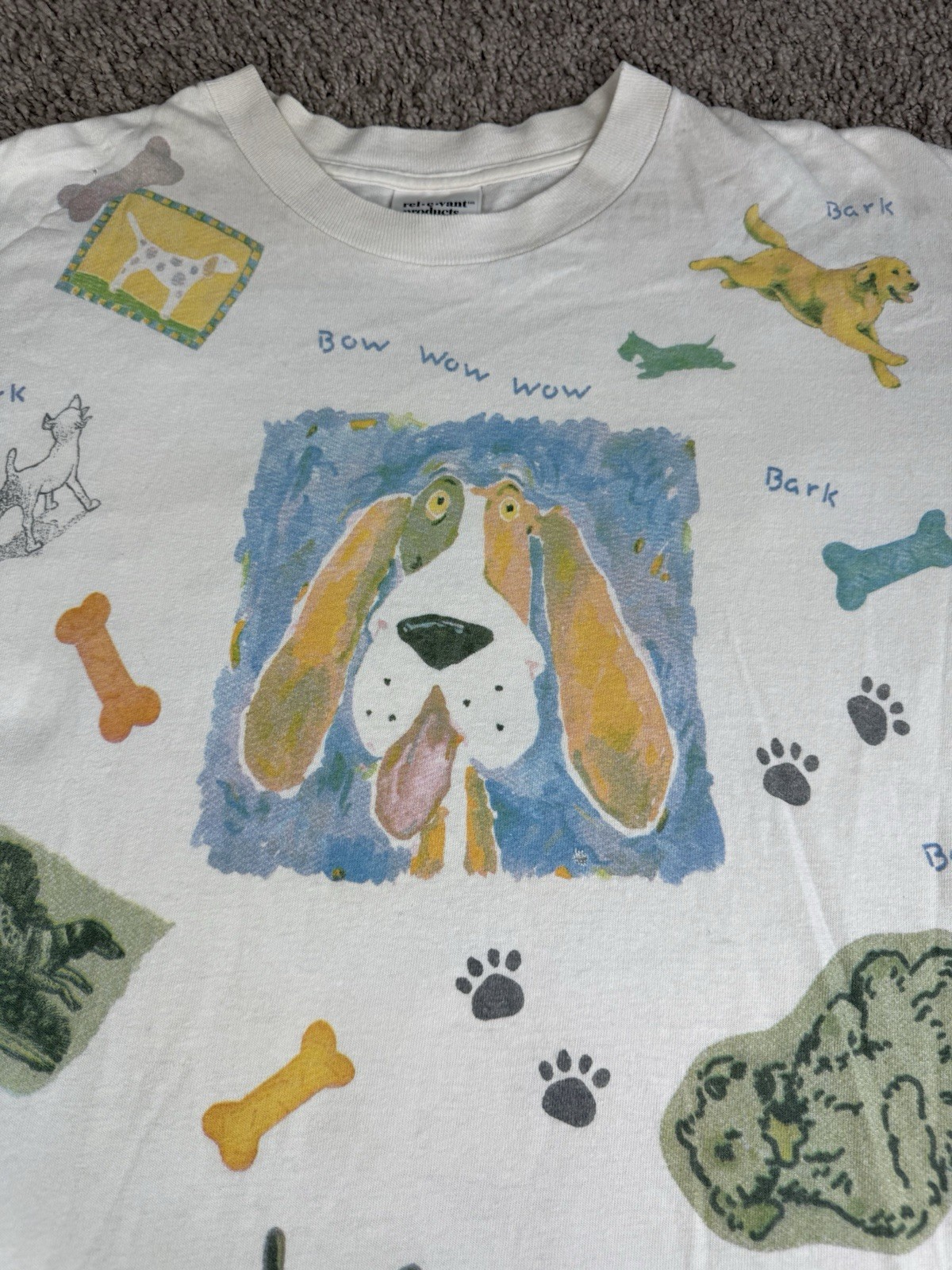 Dog T Shirt Vintage 90s Novelty All Over Print