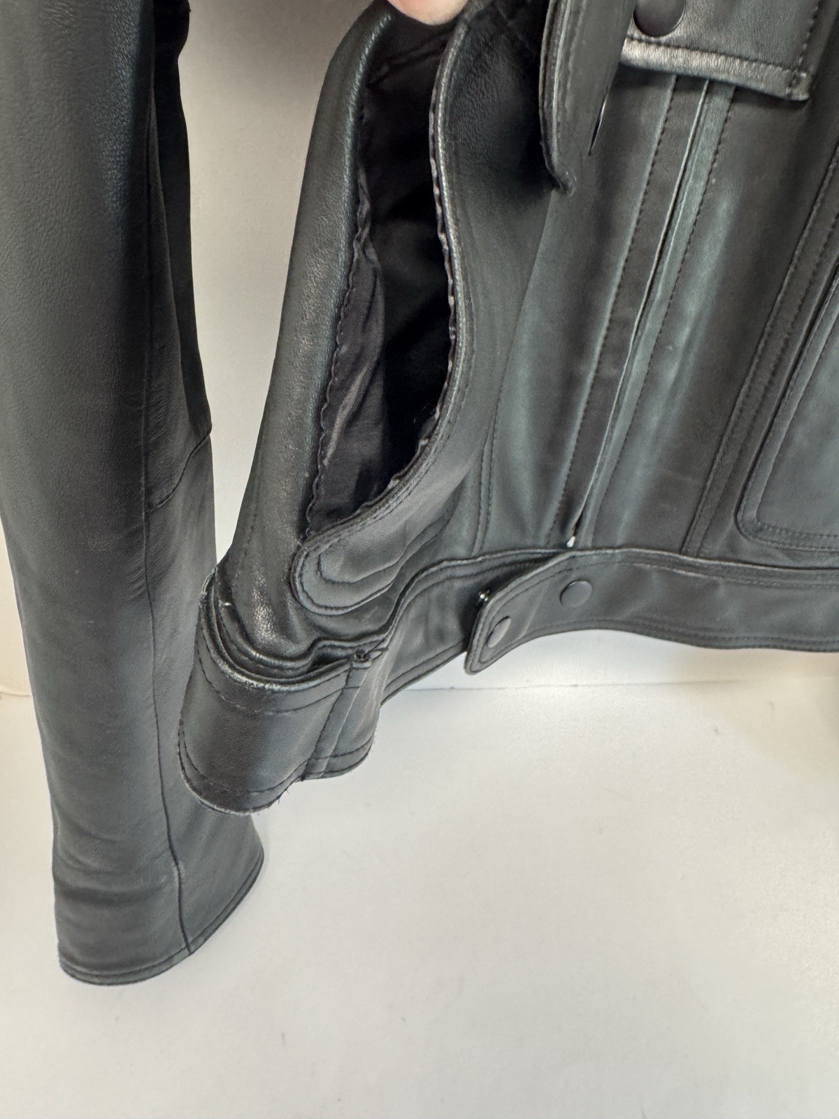 Rock & Republic Motorcycle Jacket Black Leather MN MED Moto Biker Authentic EUC
