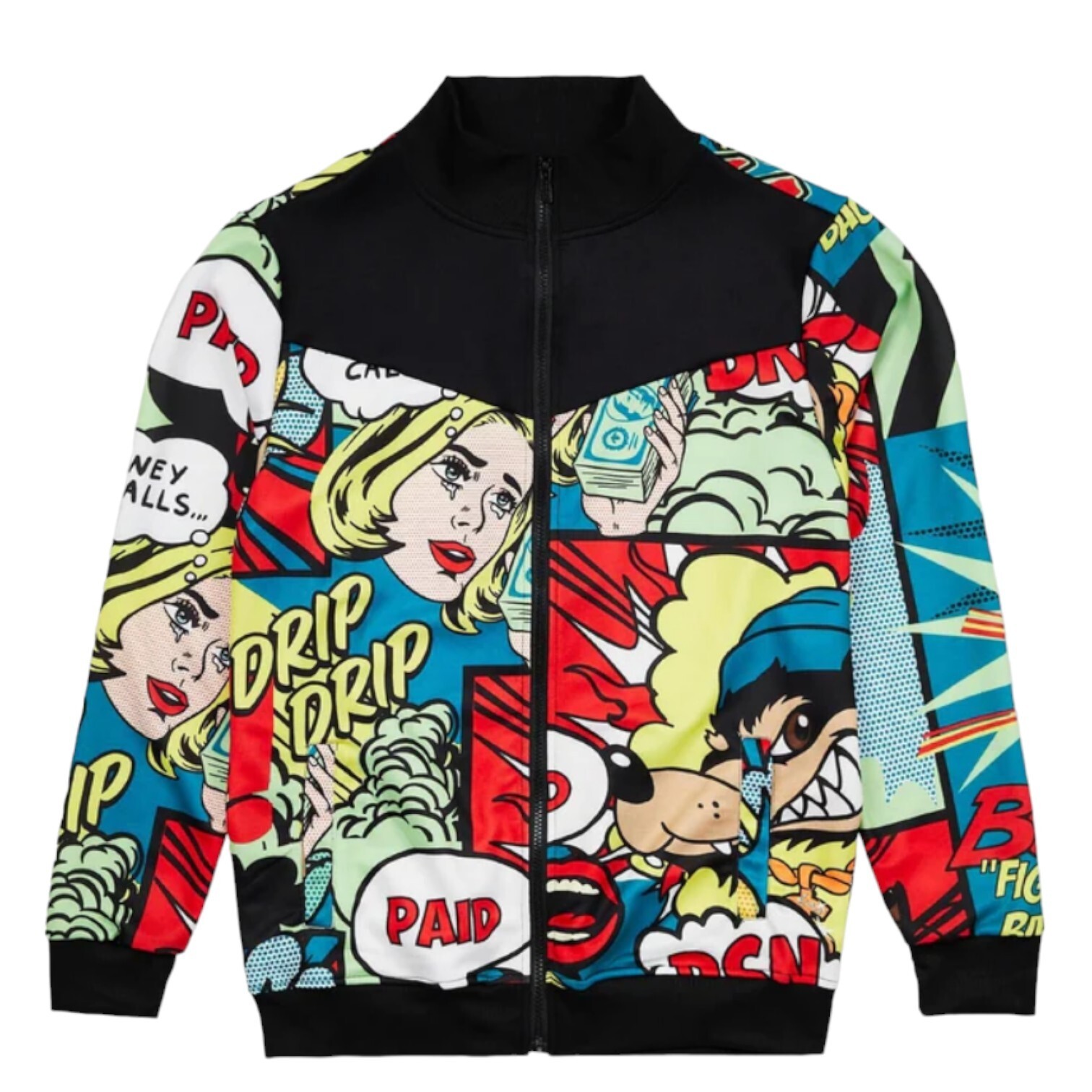 Reason Brand Paid Comic Allover Print Jacket Black Men’s Size Medium
