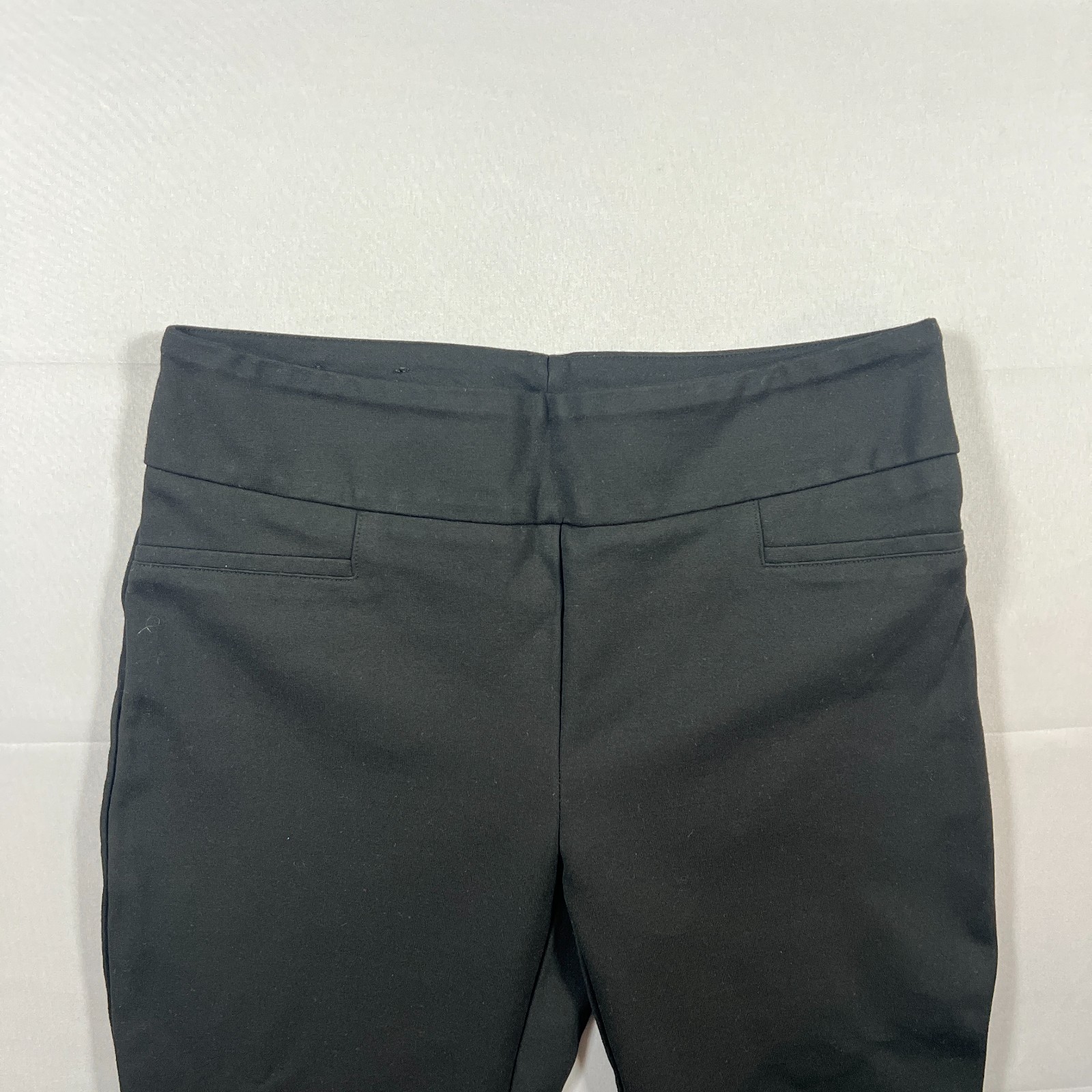 Dalia Twill Ponte Pants Womens Medium Black 4 Way Stretch Straight Leg Mid Rise