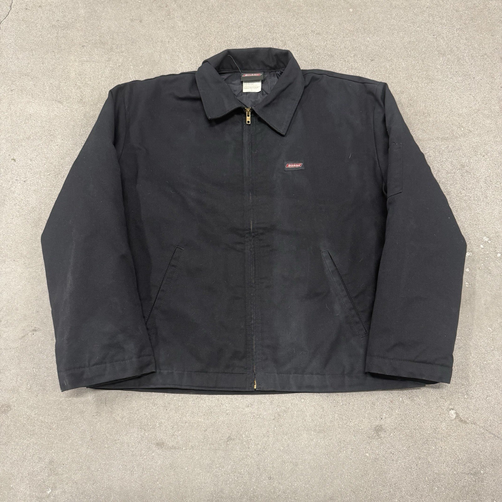 Dickies Eisenhower Jacket Large Faded Black Insulated Quilted Lined Detroit Coat