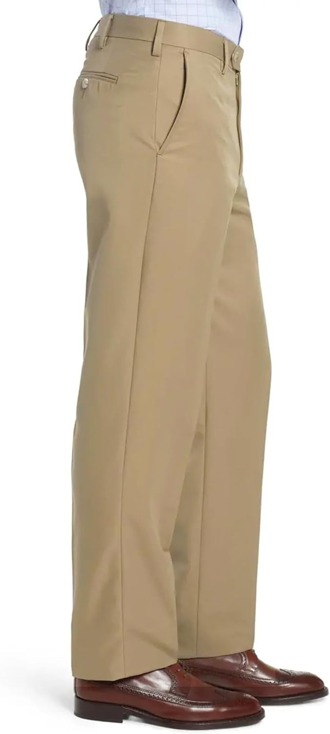 Mens Dress Pants Hidden Expandable Waist Premium Stretch Texture Weave Slacks