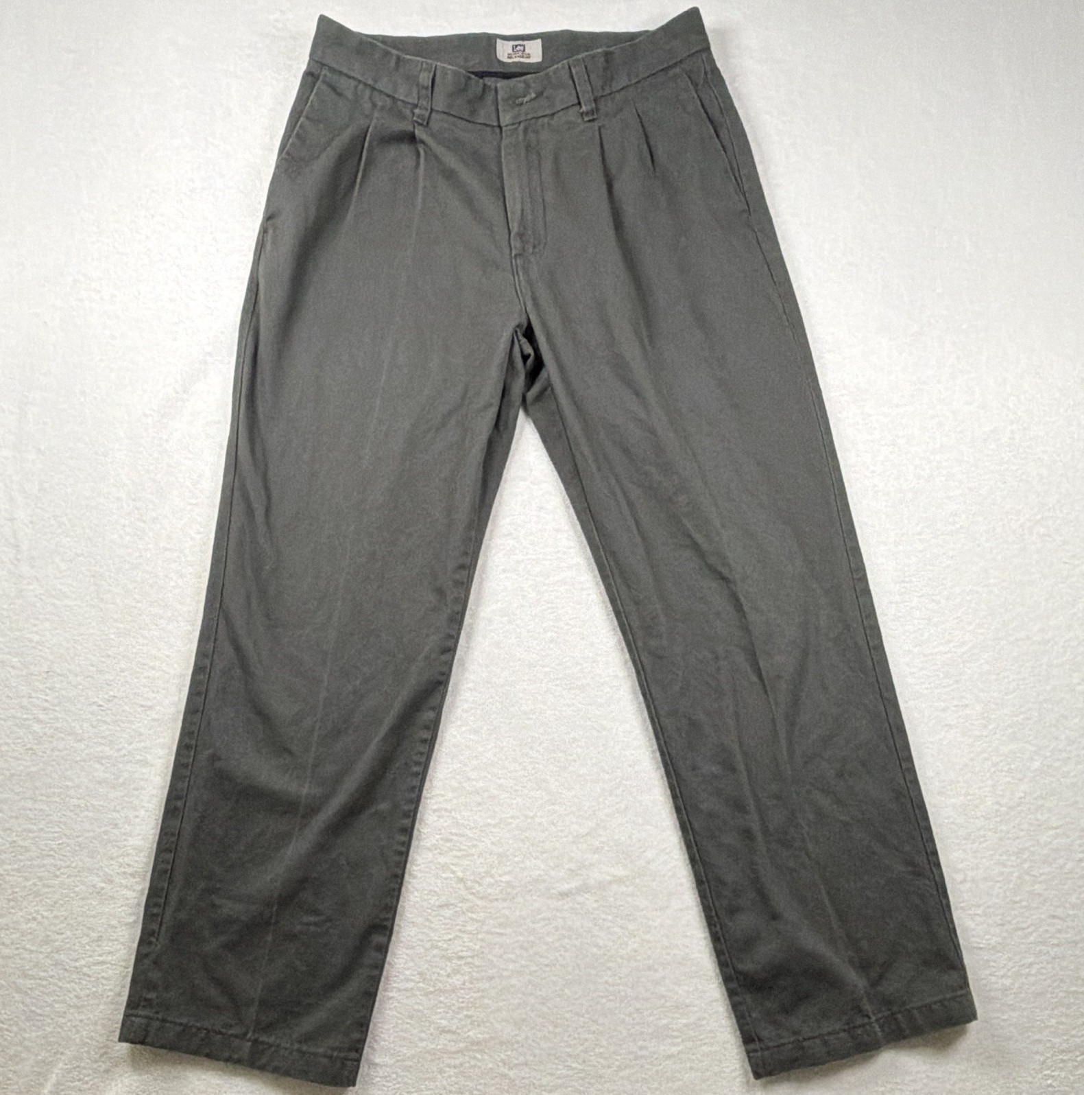 Lee Never Iron Men’s 32×30 Gray Pleated Relaxed Fit Dress Pants Wrinkle Free