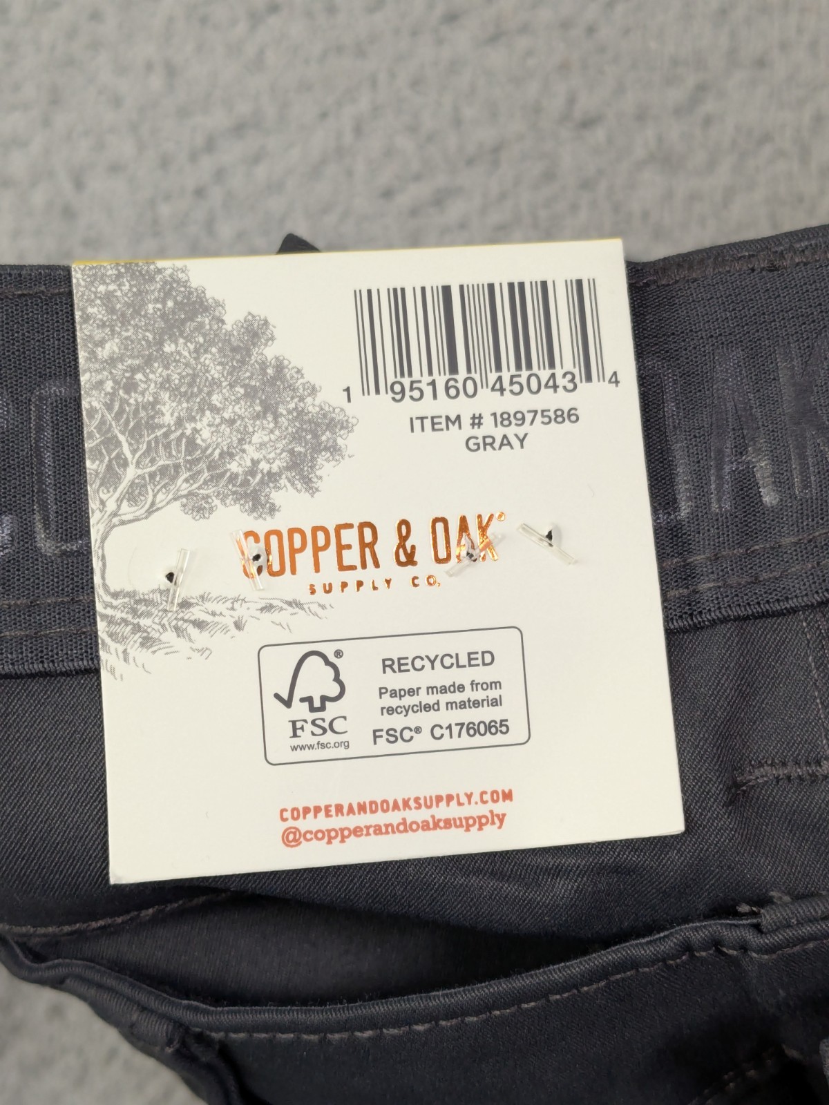 Copper and Oak Supply Co Pants Mens 32×32 Gray Tech Cargo Pocket Utility