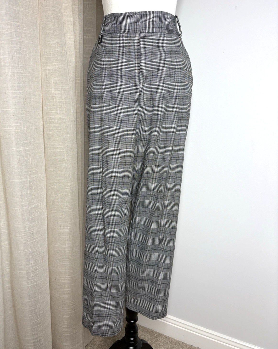 Veronika Maine Black Houndstooth Pants Size 10 Trousers Corporate