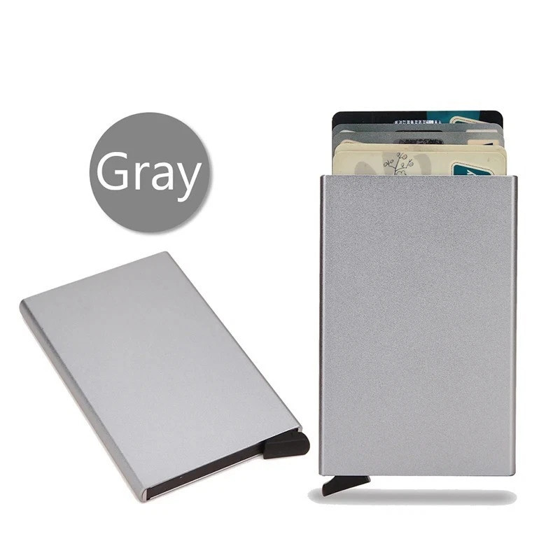 Rfid Smart Wallet Card Holder Metal Thin Slim Men Women Wallets Pop Up Minimalis