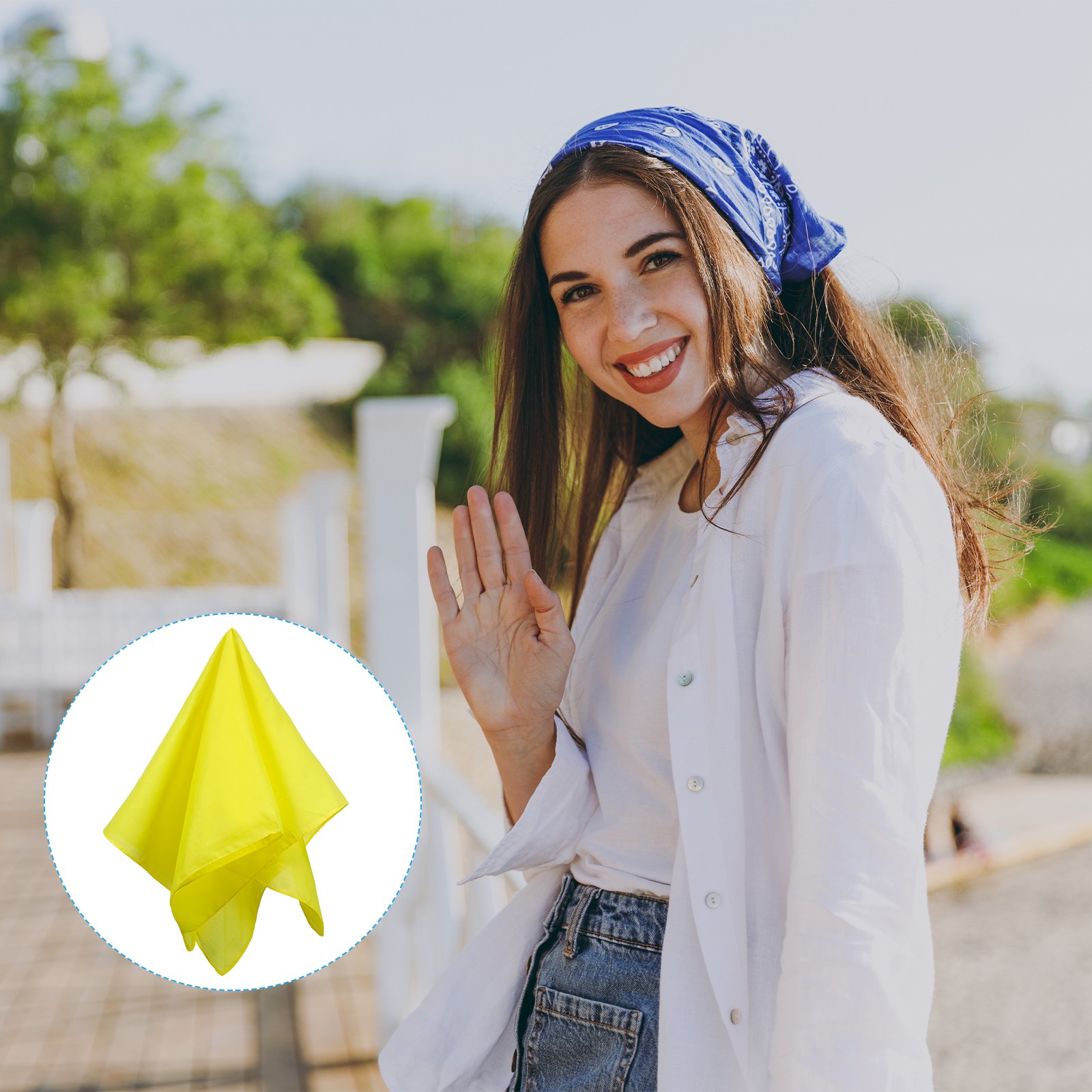 12Pcs 21″x21″ Large Solid Color Bandanas Bulk Blank Head Bandannas Yellow