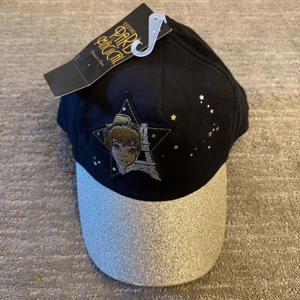 Disneyland Paris Is Magical Black Gold Glitter Tinkerbell Adult Hat Cap NWT