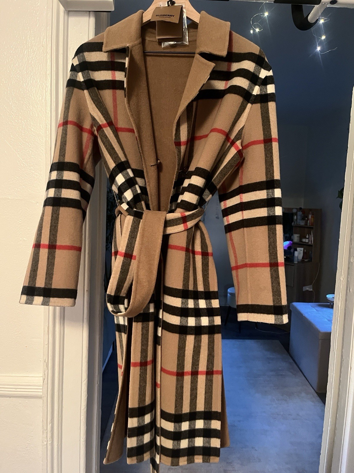 Burberry Camel Reversible Trench Coat with 100% Wool Size 2
