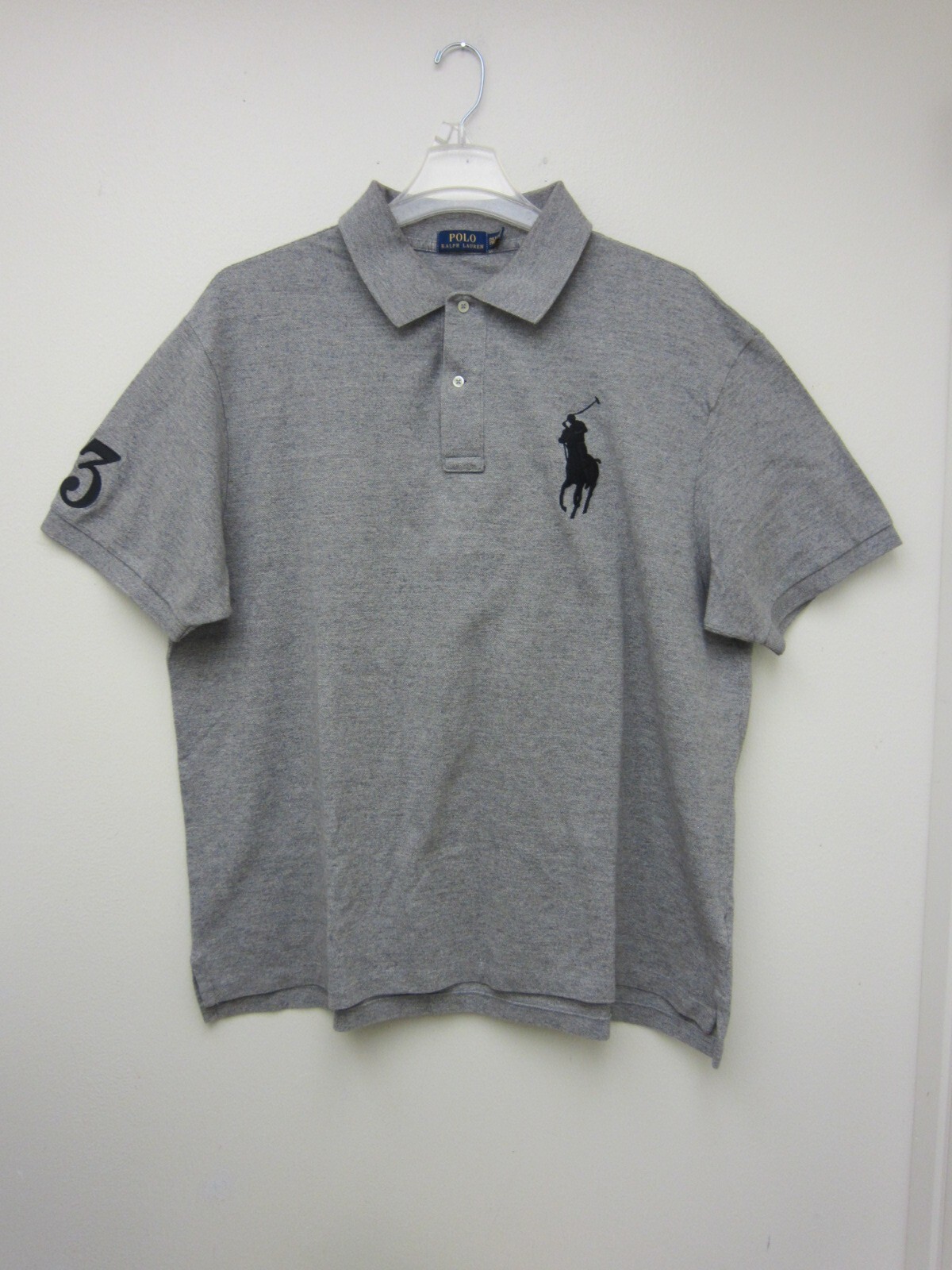 Vintage Ralph Lauren Polo Shirt 2XLT 2XL XXL 2X Tall Gray Big Pony Men Sri Lanka