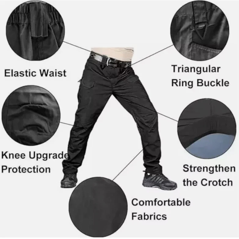 Men Cargo Pants Soldier Straight-fit Tactical Work Combat Trousers Outdoor AA
