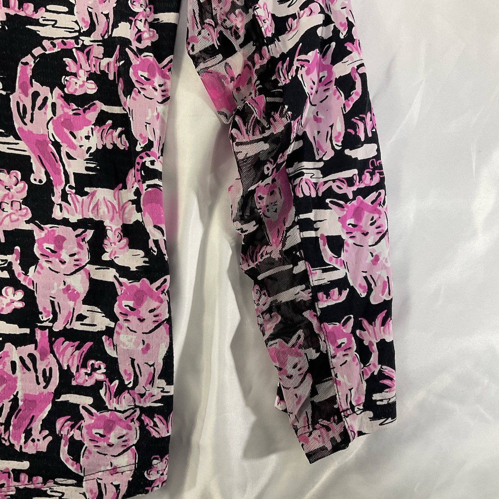 IBKUL Top Size XL Long Sleeve Zip Top UPF 50 Sammy Kitty Cat Black Pink Golf 312