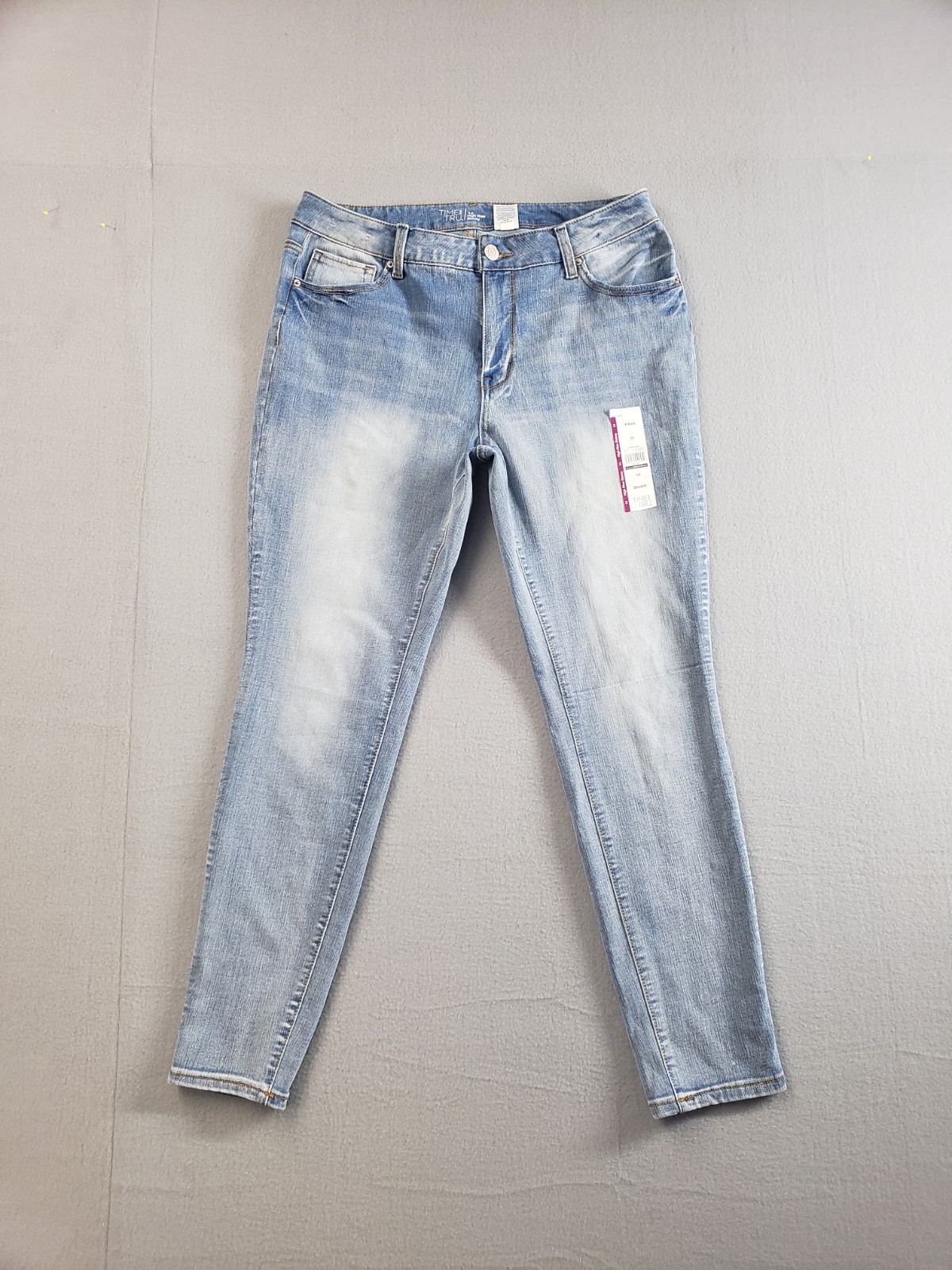Time And Tru Women Jean 14 Blue Denim High Rise Skinny Medium Wash Polyester