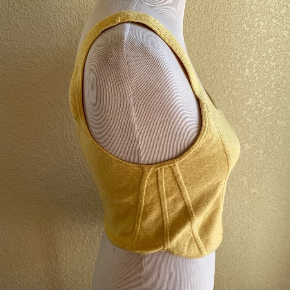 Aritzia Wilfred Natalie Knit Bustier Tank Top Crop Wheat Yellow: XL