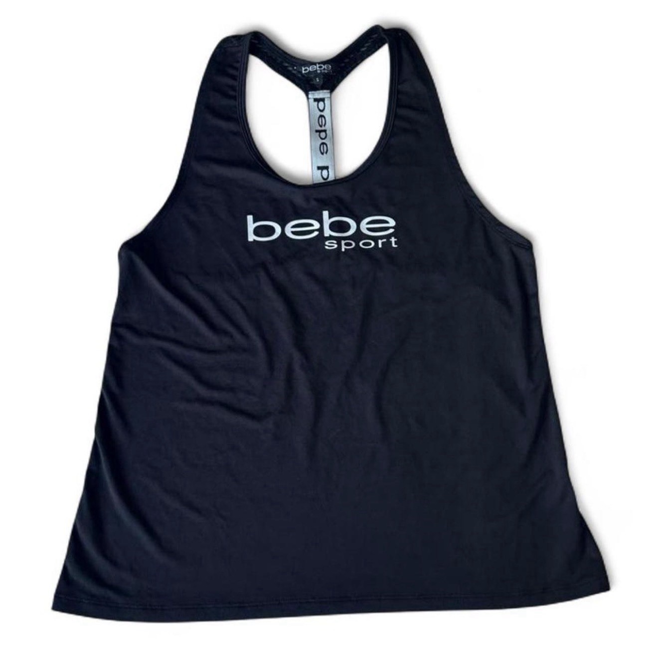 bebe sport Women’s Black Racerback Tank Top S Breathable Stretch RN #63619