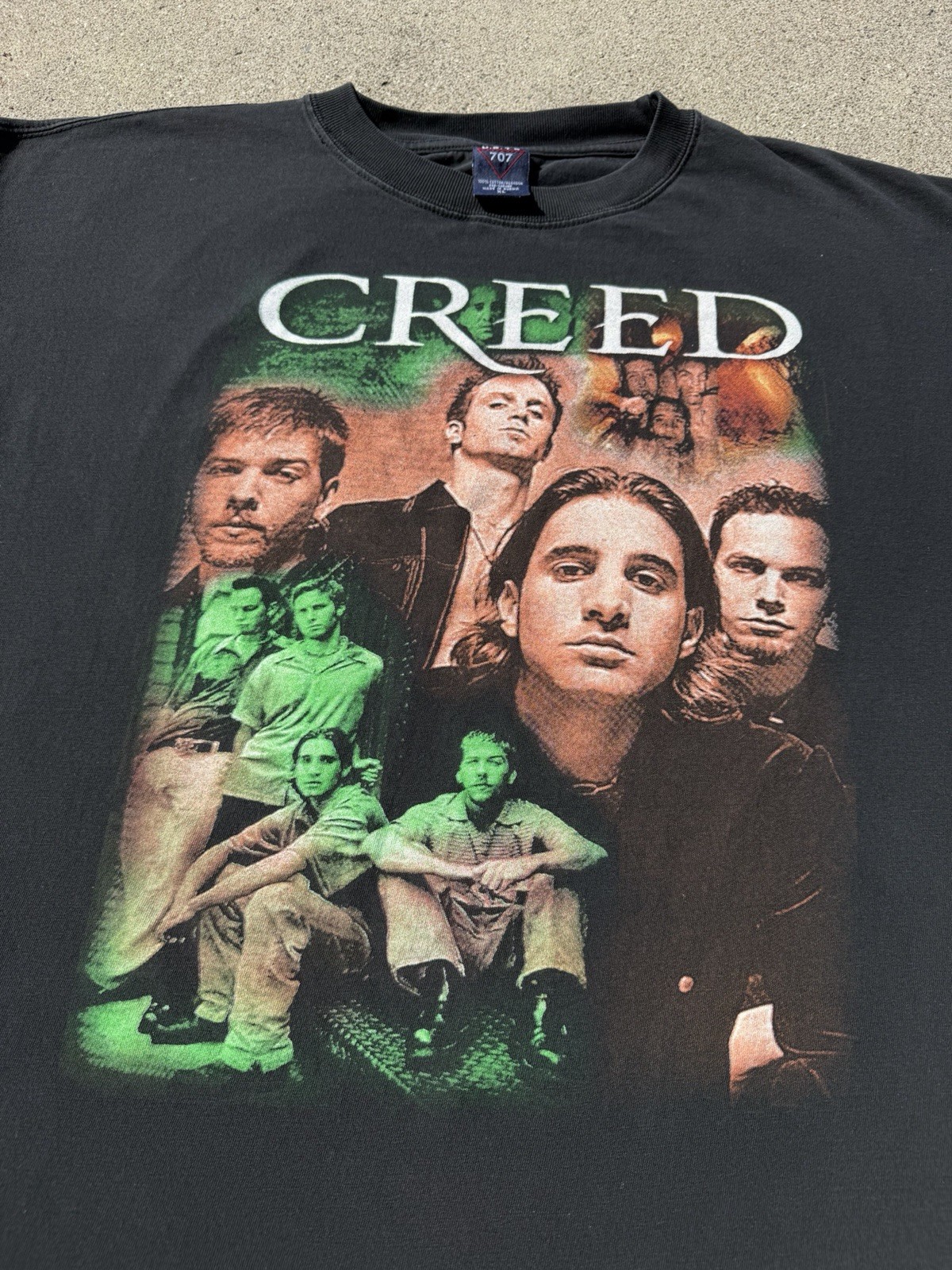 Vintage 00s 2002 Creed Rap Style Big Face Band Tour Music Promo T-Shirt Size XL